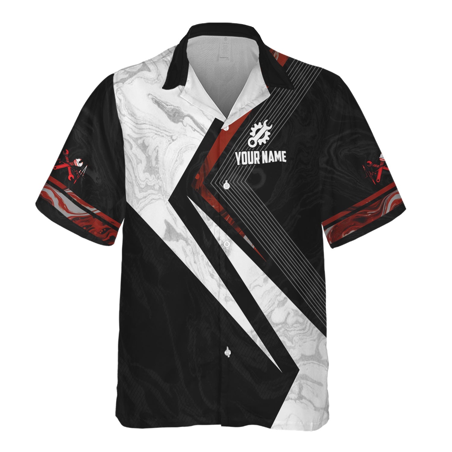 Blisscorners Custom Name Mechanic Shirt Mechanic Heart Fire Printed Mechanic T Shirt