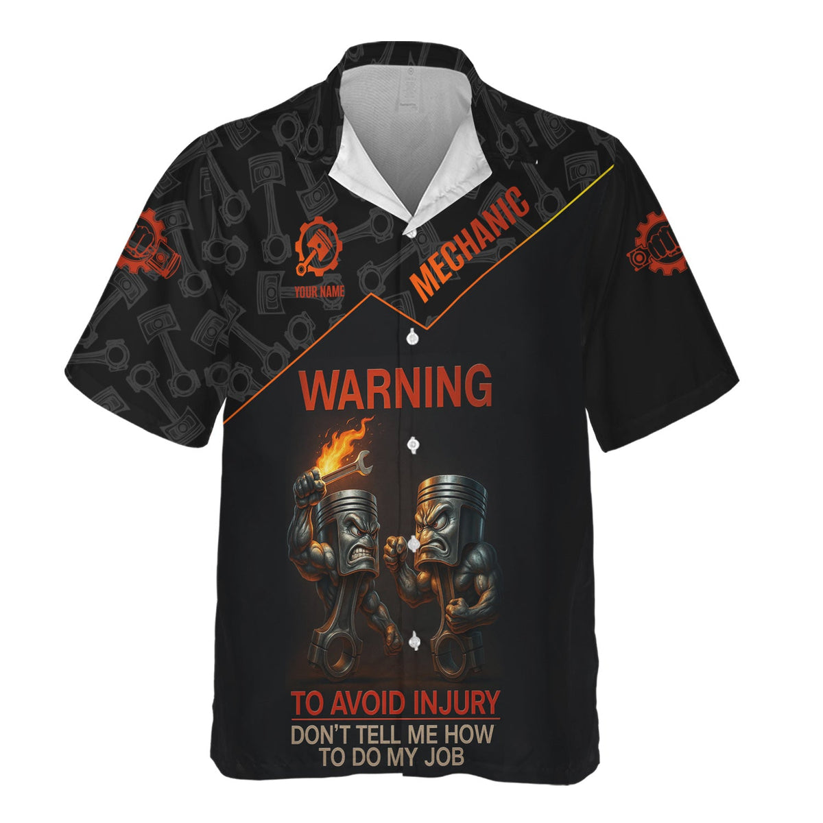 Blisscorners Personalized Auto Repair Mechanic Shirt, Funny Piston Warning Graphic, To Avoid Injury Don’t Tell Me How To Do My Job, Gift For Men