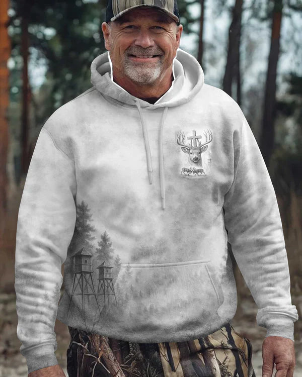 Blisscorners I've Got Hunting In My Veins And Jesus In My Heart Grey Shirt, Personalized Hunting 3D Shirt
