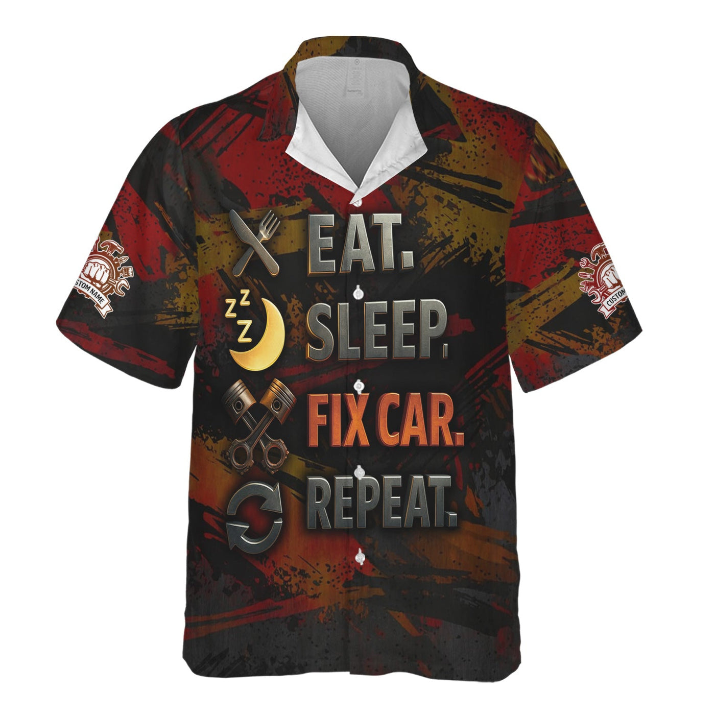 Blisscorners Personalized Mechanic Shirt, Eat Sleep Fix Car Repeat, Funny Quote Design, Gift For Men