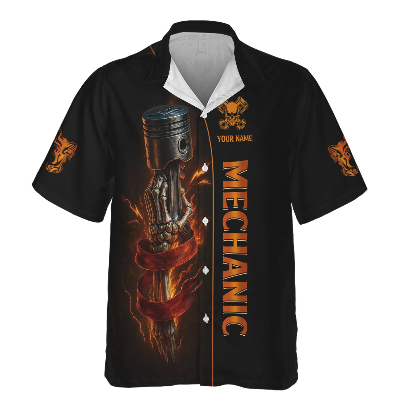 Blisscorners Personalized Mechanic Shirt, I'll Be In The Garage, Skull Hand Holding Piston Design, Gift For Men