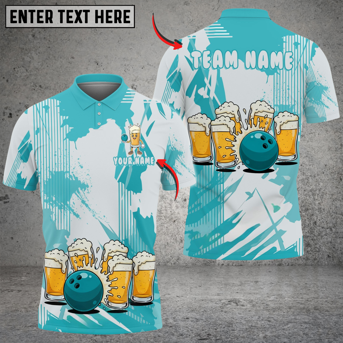 Blisscorners Bowling & Pins Funny Beer Lover Customized Name, Team Name 3D Shirt (4 Colors)