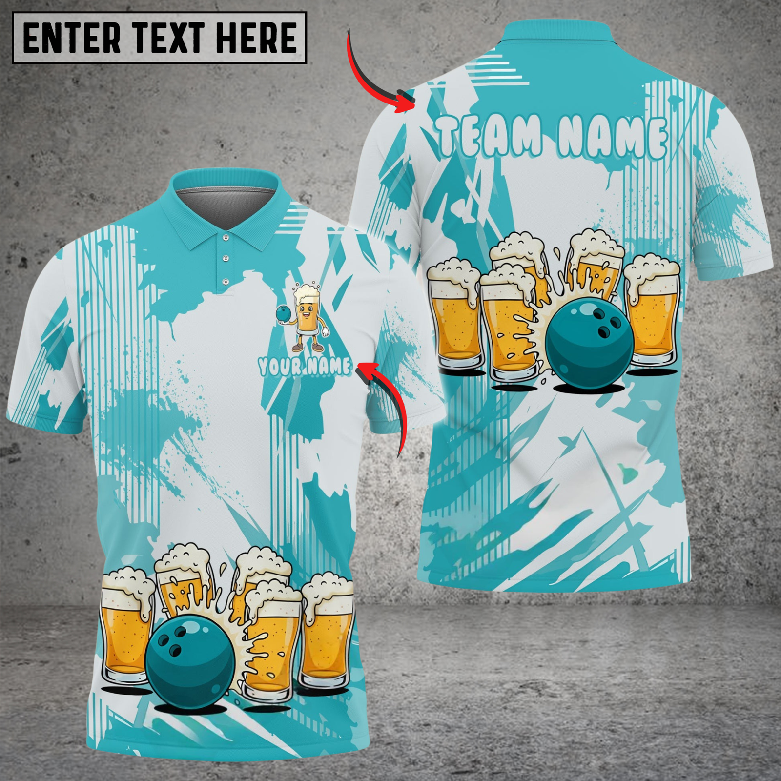 Blisscorners Bowling & Pins Funny Beer Lover Customized Name, Team Name 3D Shirt (4 Colors)