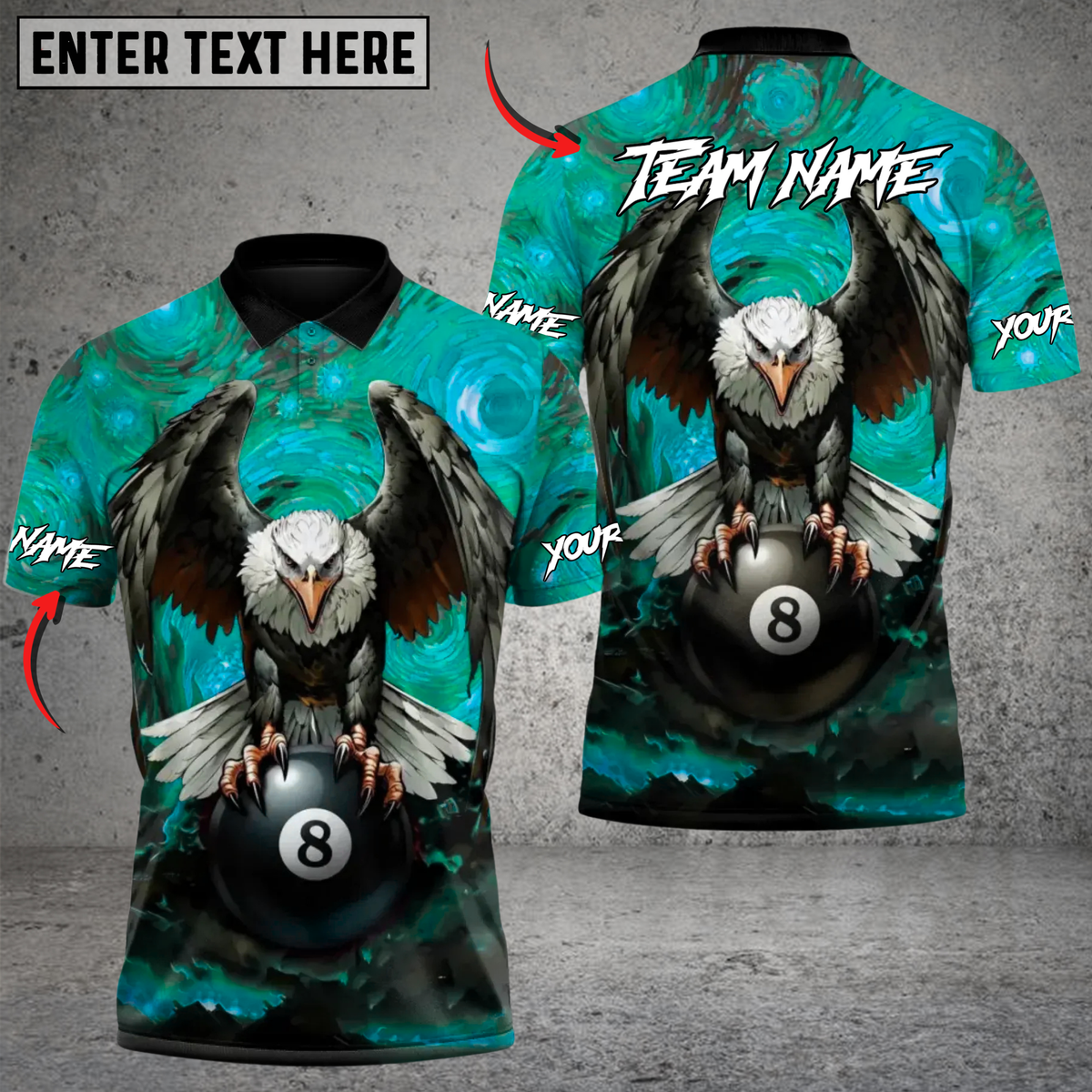 Blisscorners Eagle of the Final Frame 8 Ball Billiards Multicolor Customized Name, Team Name 3D Shirts