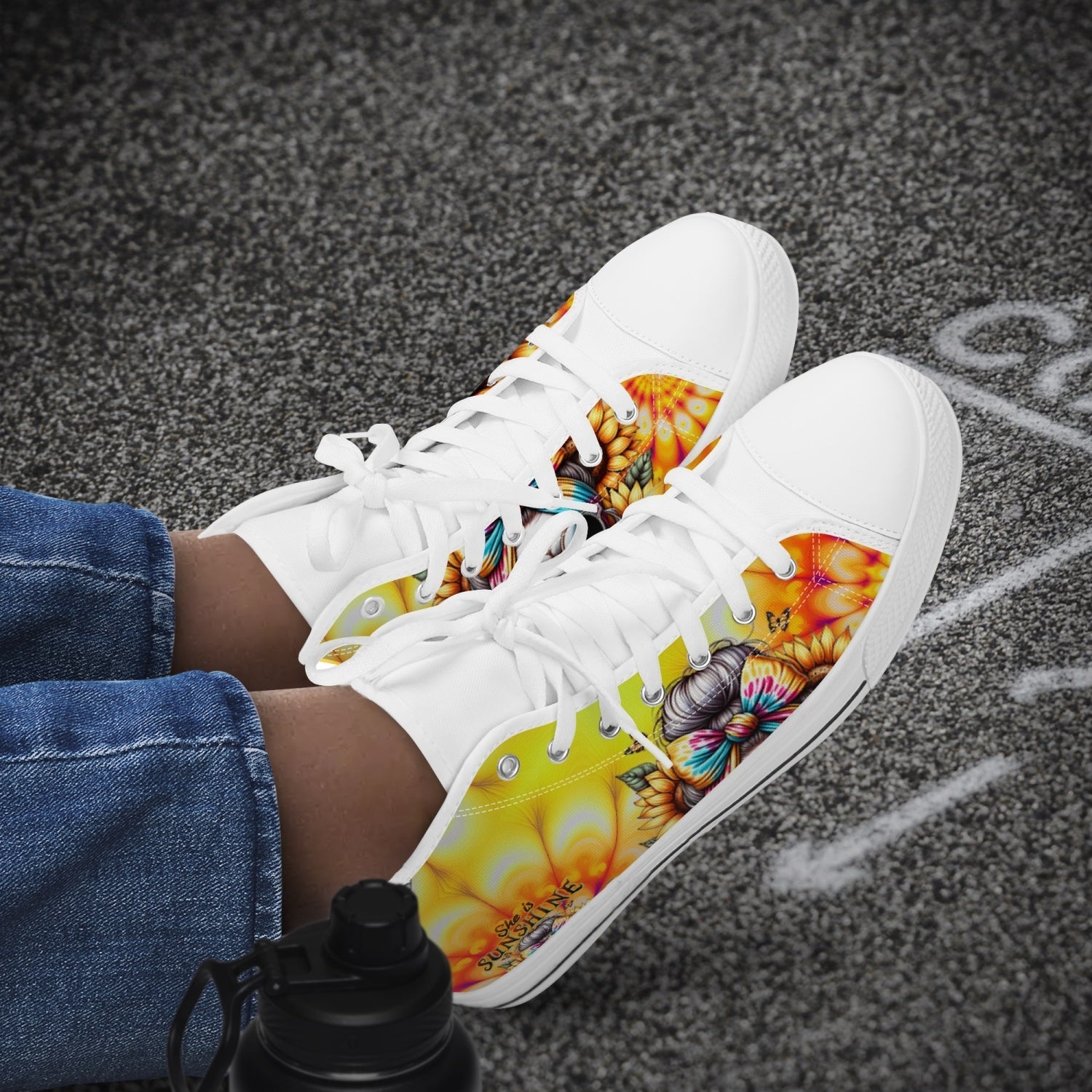 BLISSCORNERS SHE IS SUNSHINE SKULL TIE DYE HIGH TOP CANVAS SHOES