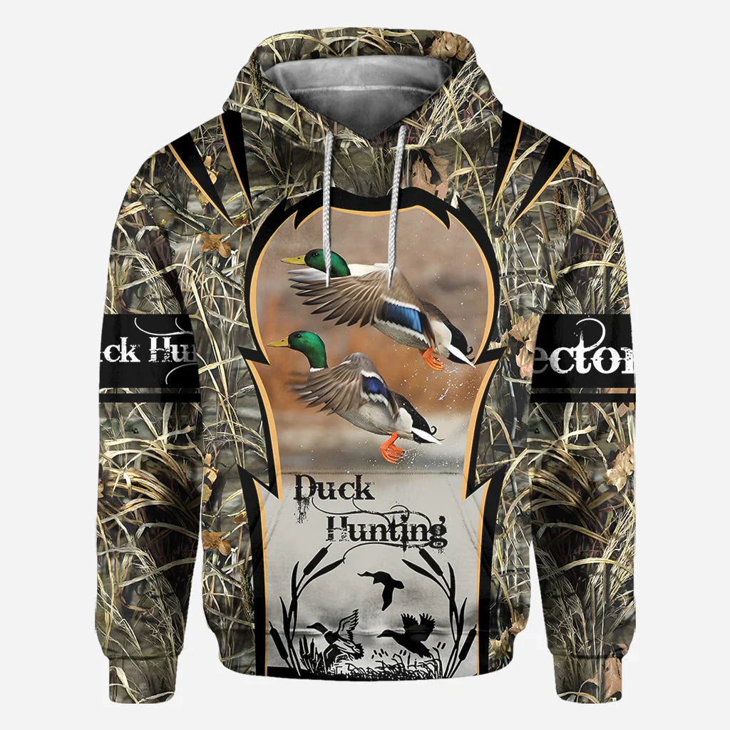Blisscorners Duck Hunting, Personalized Hunting All Over Shirt, Personalized 3D Hoodie For Hunting Lover