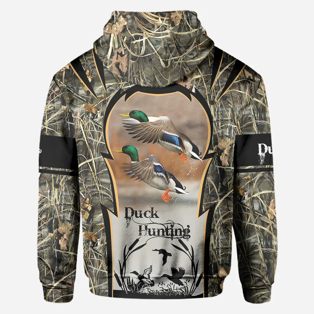 Blisscorners Duck Hunting, Personalized Hunting All Over Shirt, Personalized 3D Hoodie For Hunting Lover