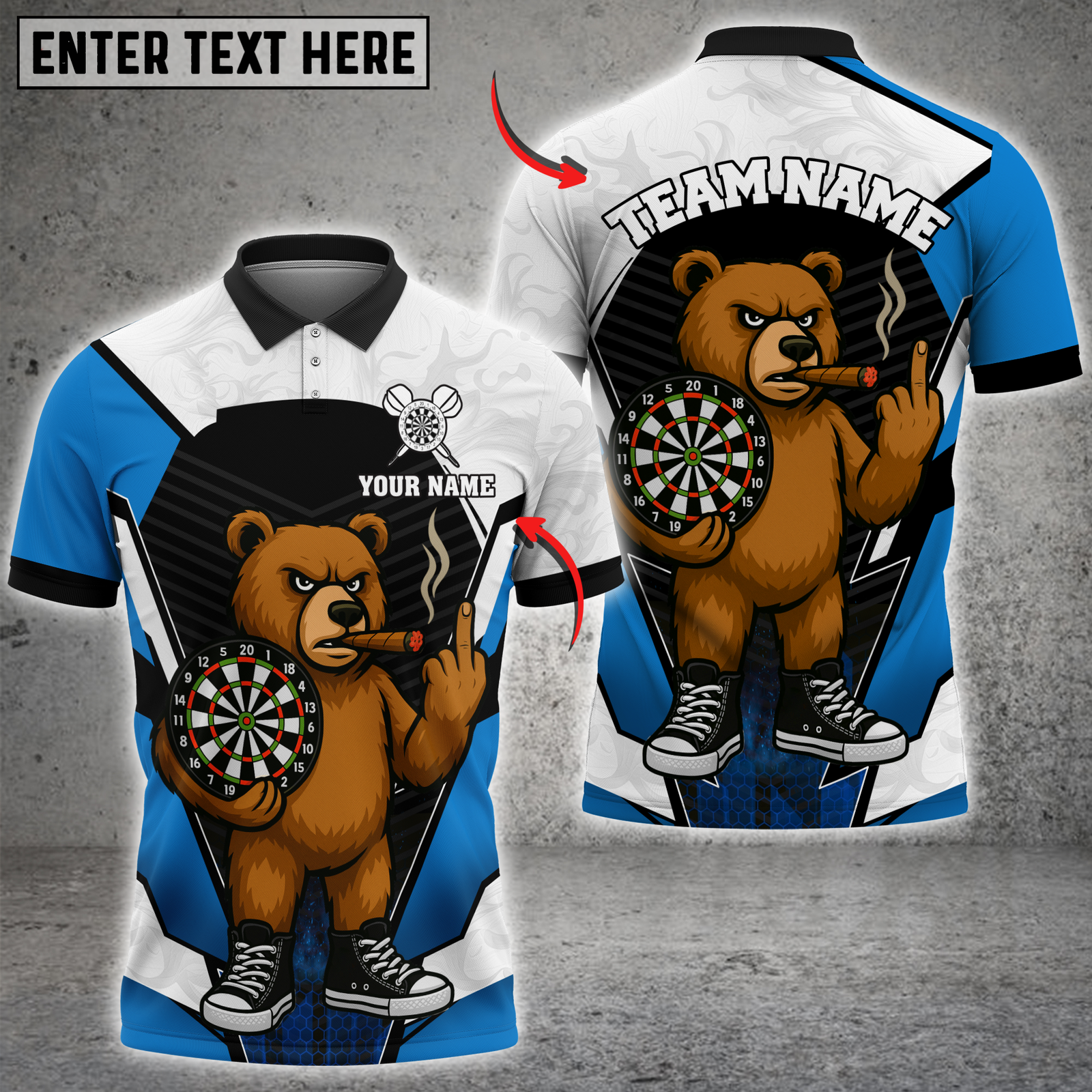 Blisscorners Brown Bear Darts Multicolor Customized Name, Team Name 3D Shirt