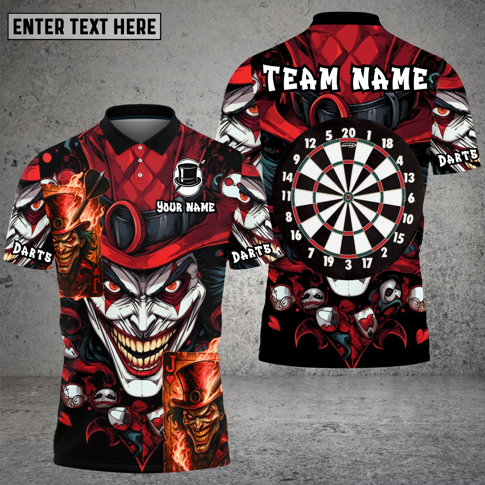 Blisscorners Dark Joker Card Dartboard Multioptions Personalized Name, Team Name Unisex 3D Shirt (4 Colors)