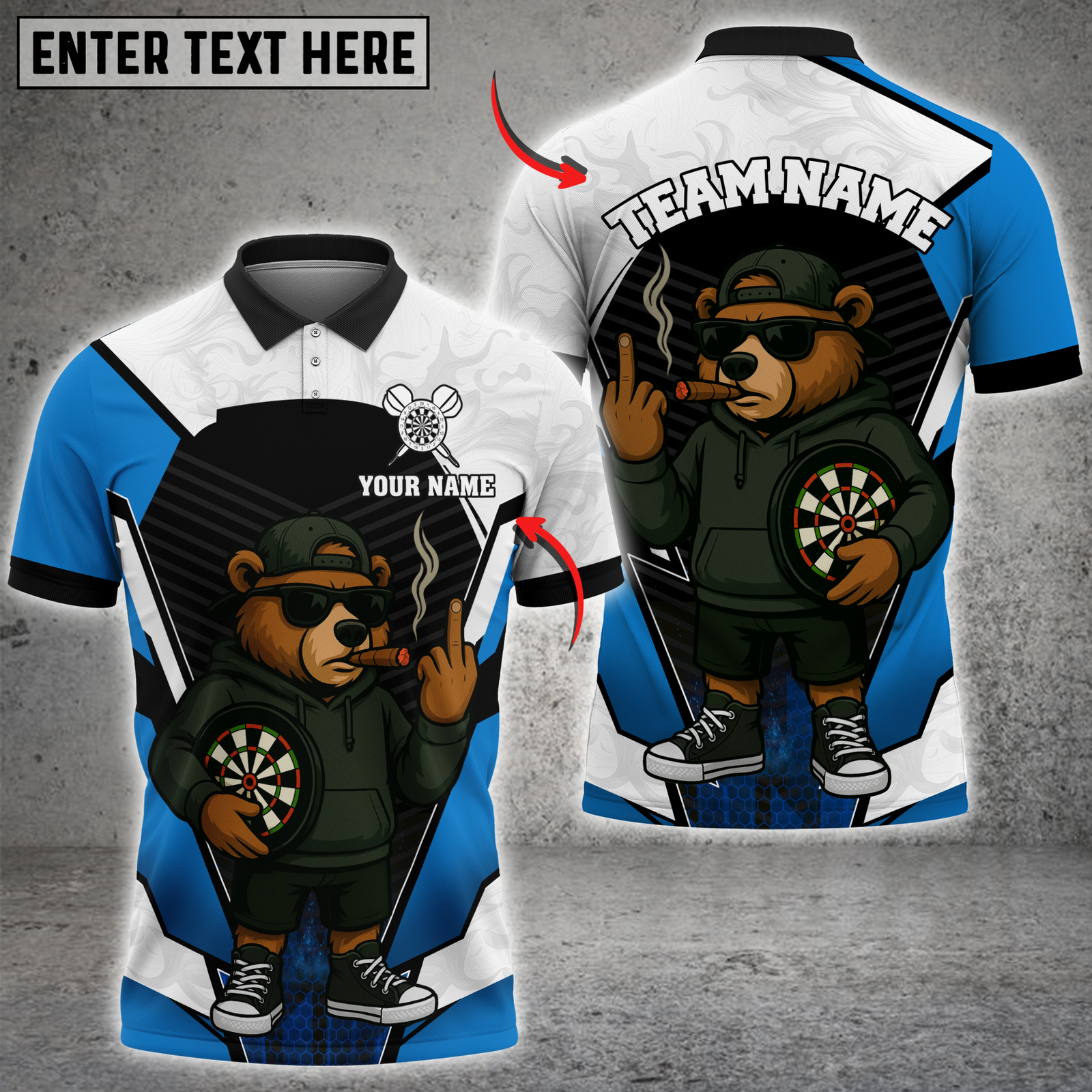 Blisscorners Street Bear Darts Multicolor Customized Name, Team Name 3D Shirt