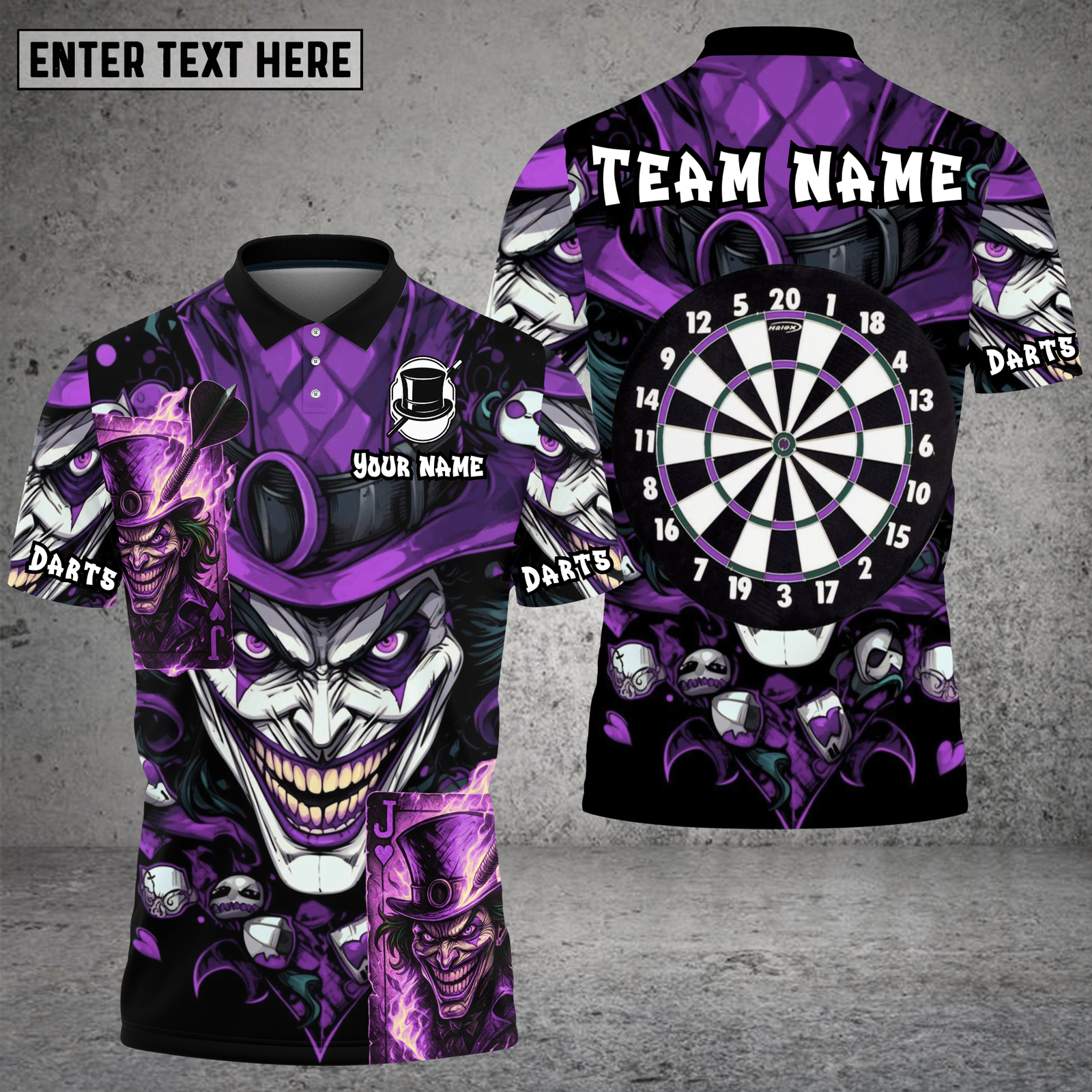Blisscorners Dark Joker Card Dartboard Multioptions Personalized Name, Team Name Unisex 3D Shirt (4 Colors)