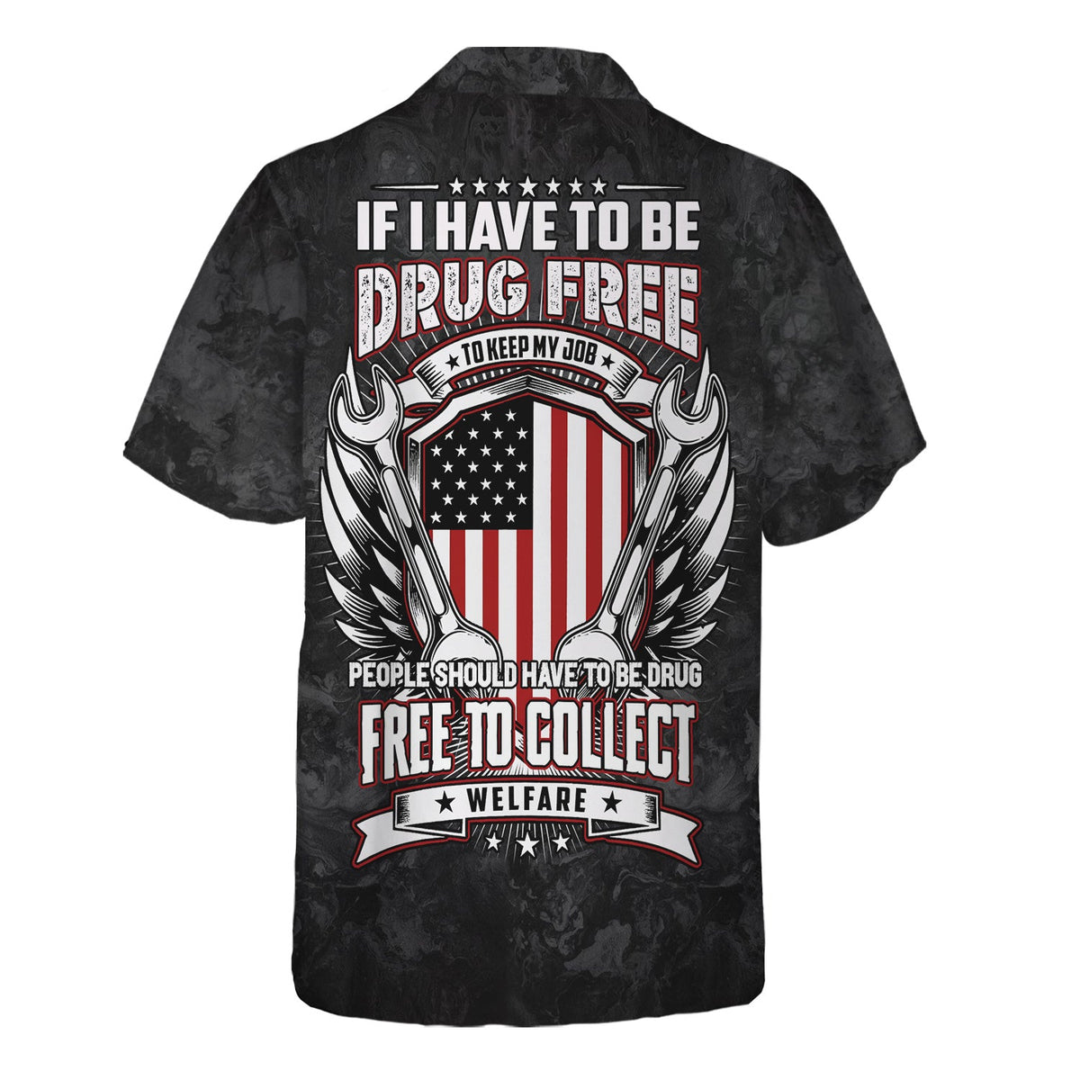 Blisscorners Funny Mechanic T Shirt If I Have To Be Drug Free To Keep My Job American Flag Wrench Auto Repair Garage Workwear Tee Patriotic Gift For Men Dad