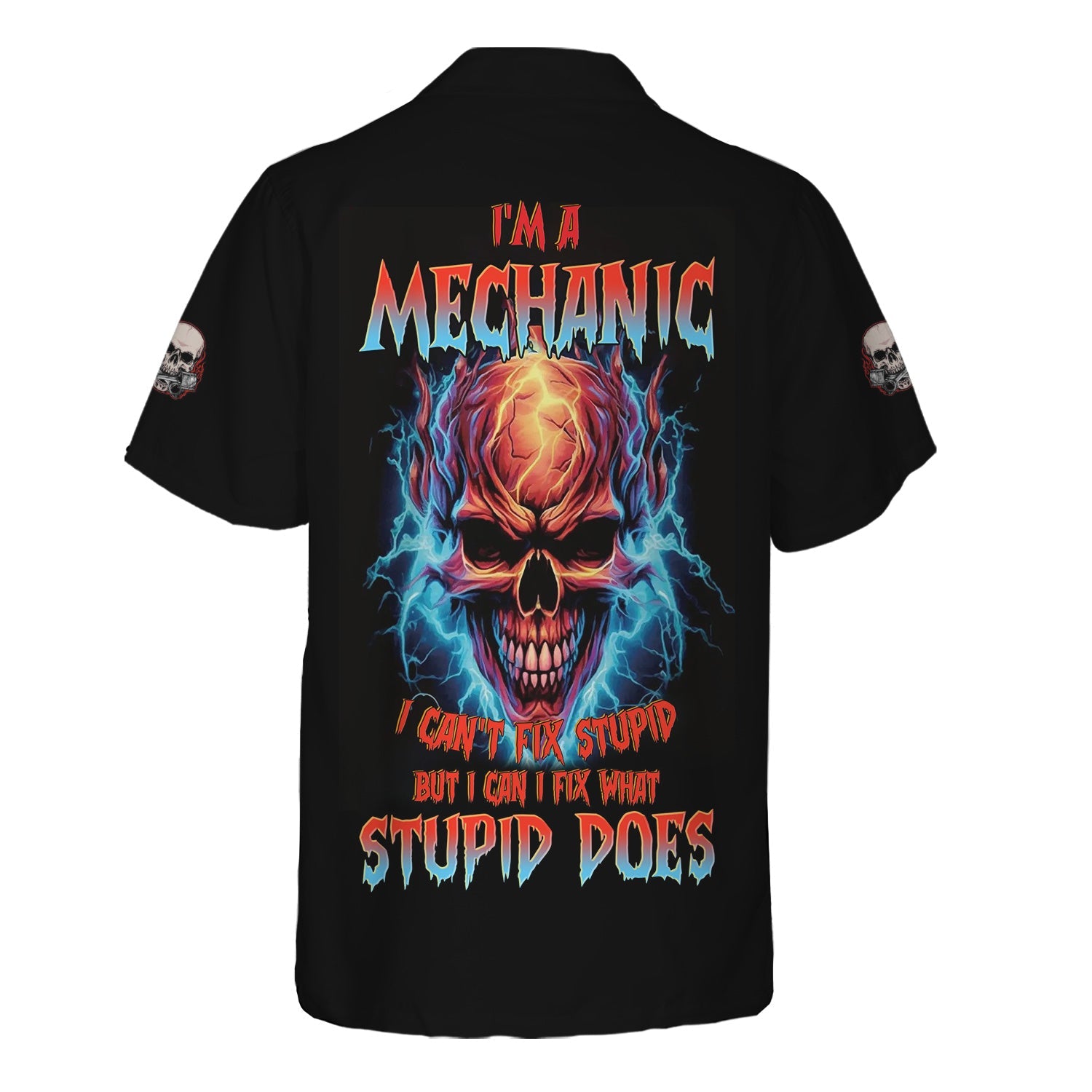 Blisscorners Custom Name Skull Mechanic Shirt I'm A Mechanic Printed Jacket Hoodie All Over Print