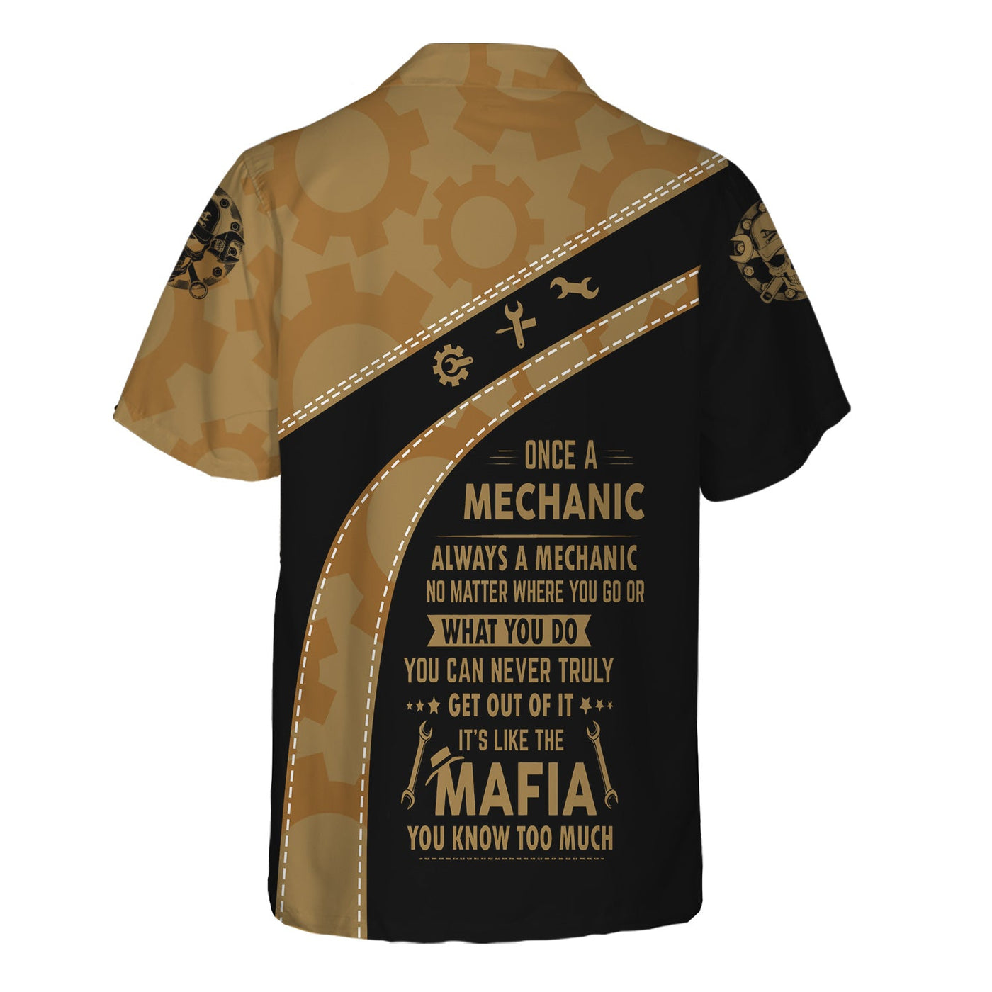 Blisscorners Personalized T-Shirt Once A Mechanic Always A Mechanic Skull with Wrench and Beer Design Shirt