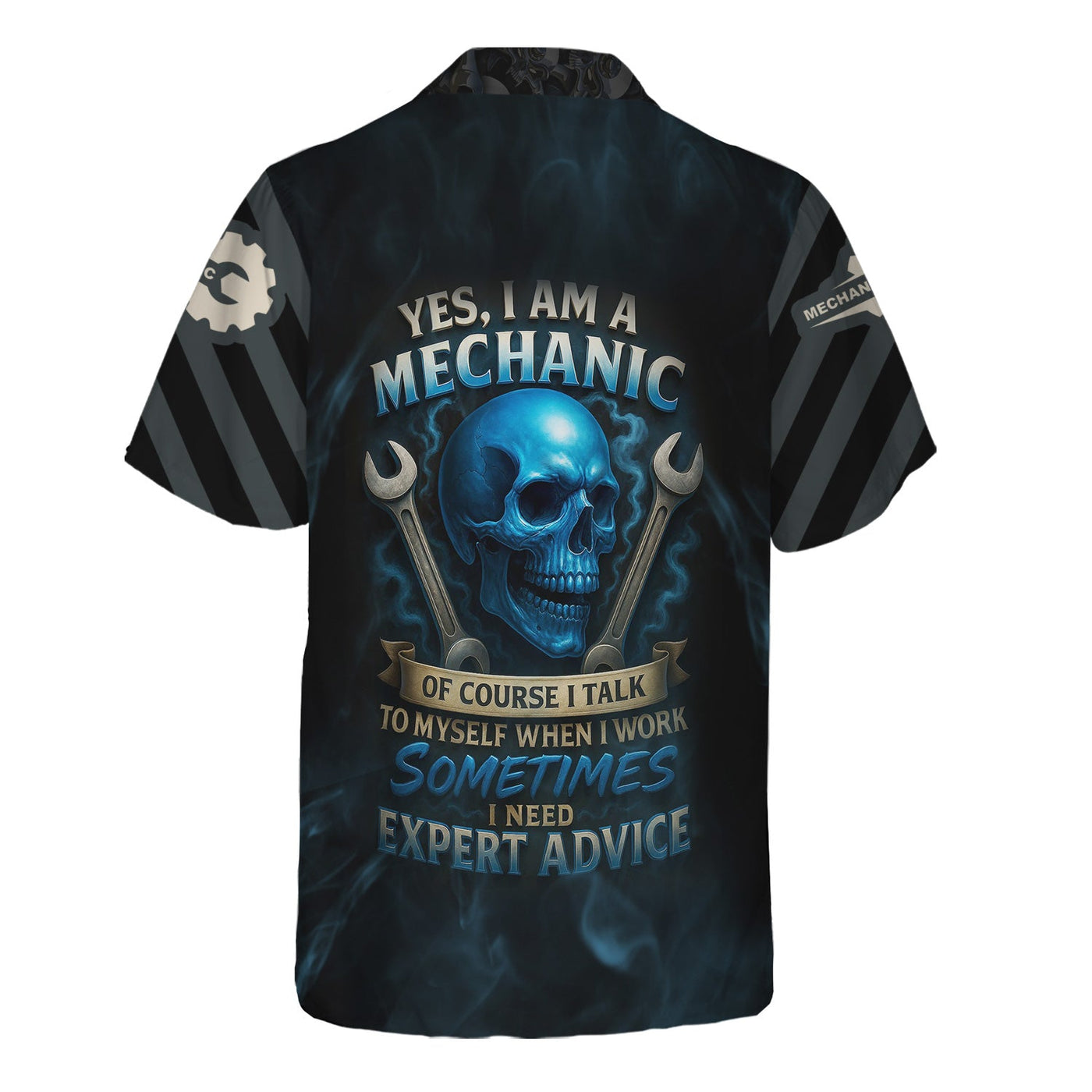 Blisscorners Personalized T-Shirt Yes I Am A Mechanic Of Course I Talk To Myself When I Work Funny Skull Design Shirt