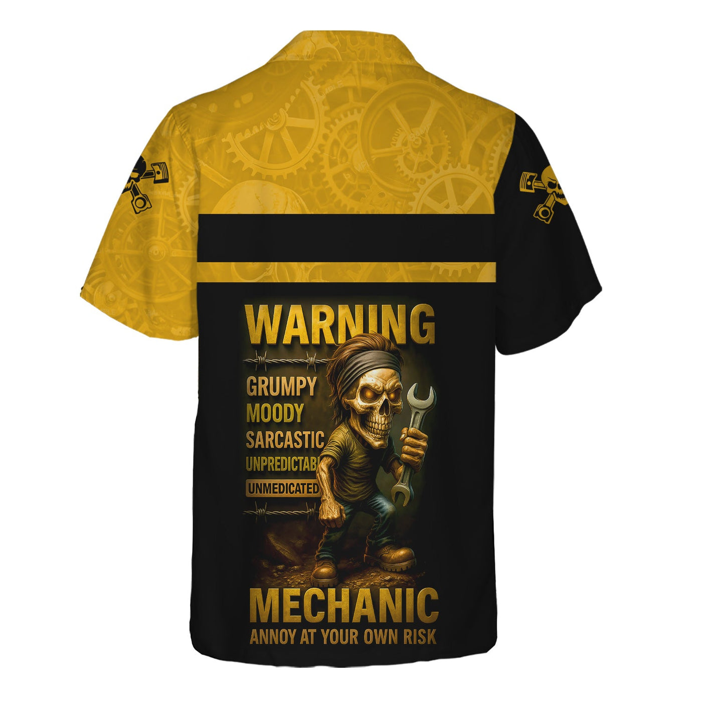 Blisscorners Personalized T-Shirt Warning Grumpy Moody Sarcastic Unpredictable Unmedicated Mechanic Annoy At Your Own Risk Shirt