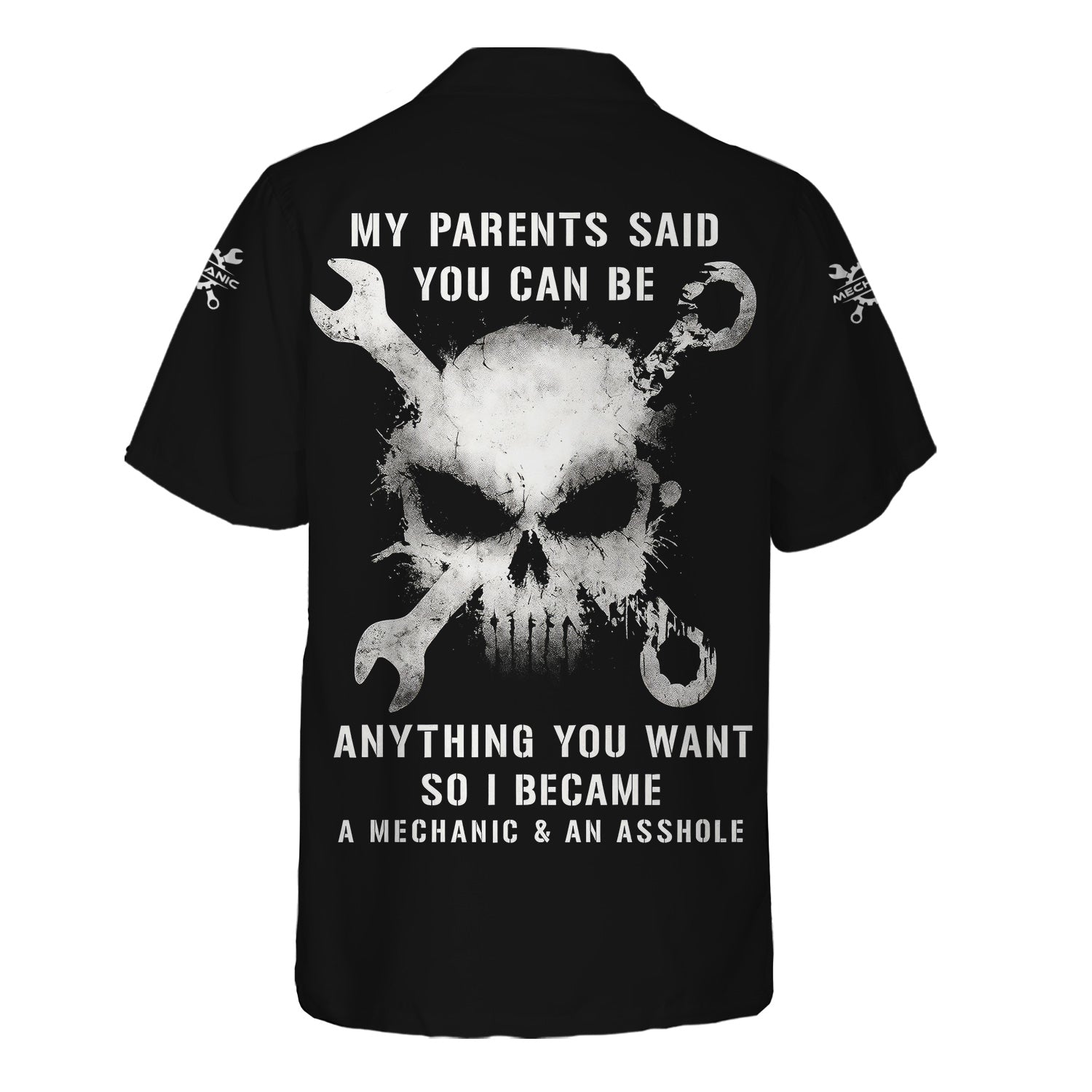 Blisscorners Custom Name Mechanic Shirt, Funny My Parents Said You Can Be Anything So I Became A Mechanic And An Asshole Shirt, Gift Car Repair Worker