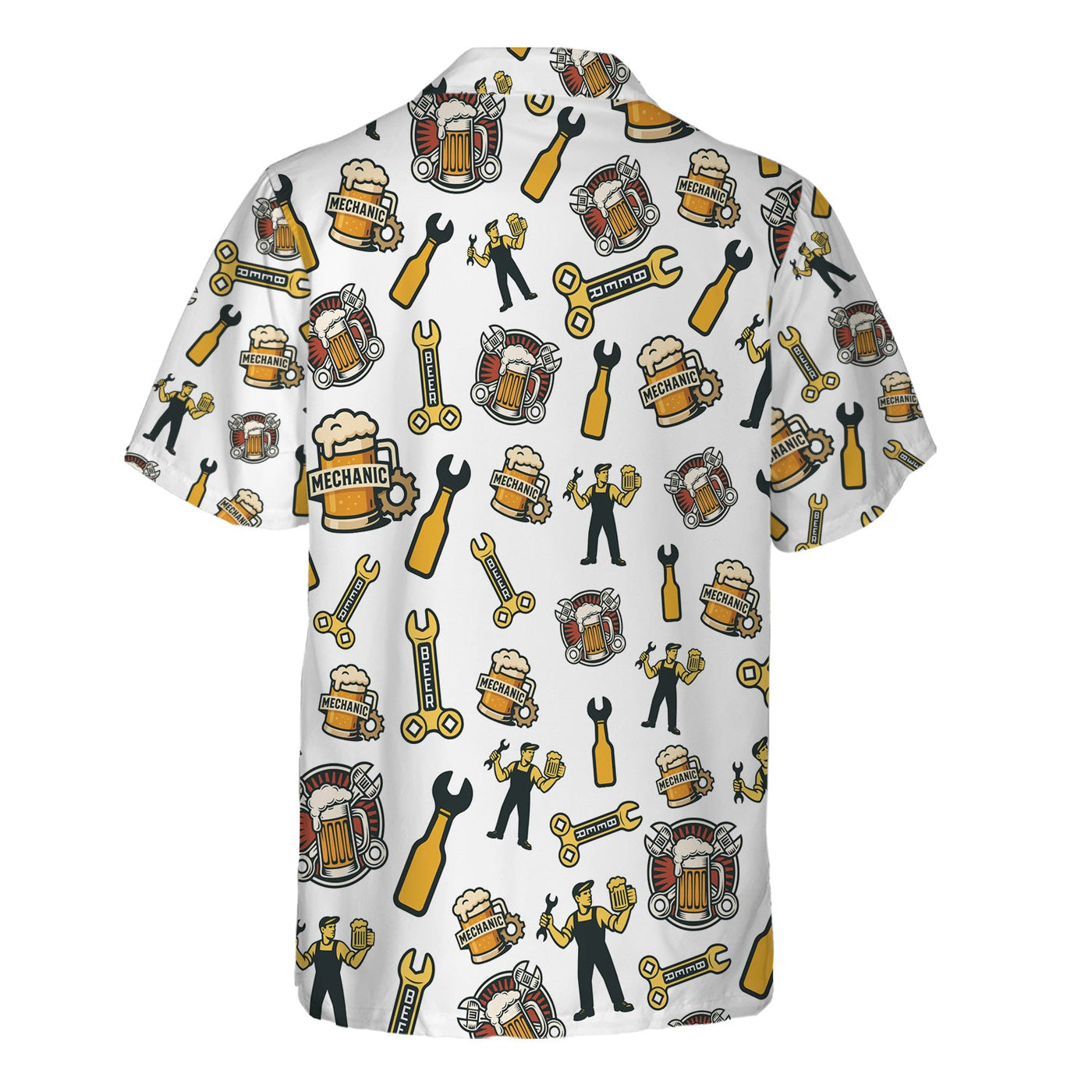 Blisscorners Mechanic T-Shirt Beer and Wrench Funny Pattern Design Shirt Mechanic Gift For Men