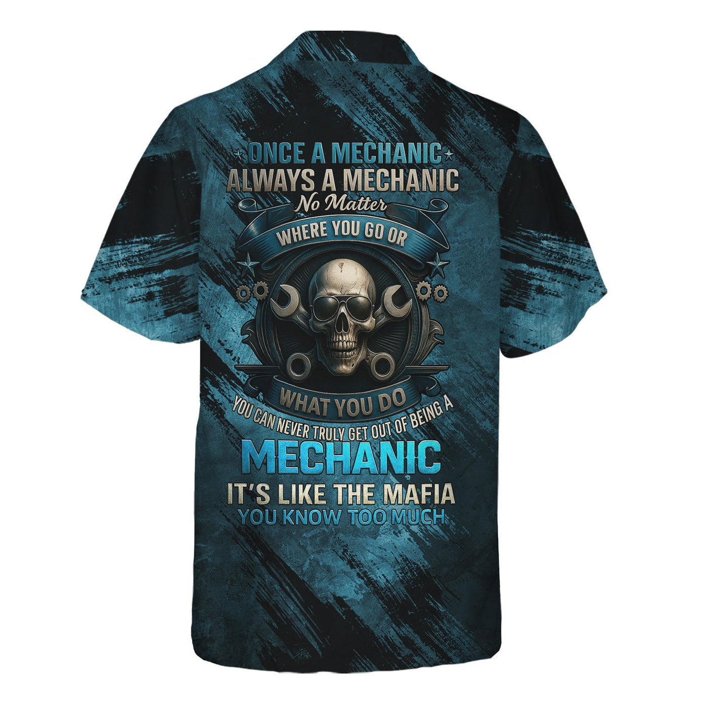 Blisscorners Once A Mechanic Always A Mechanic Shirt Funny Printed Vintage Mechanic Unisex T Shirt Skull Wearing Glass Design