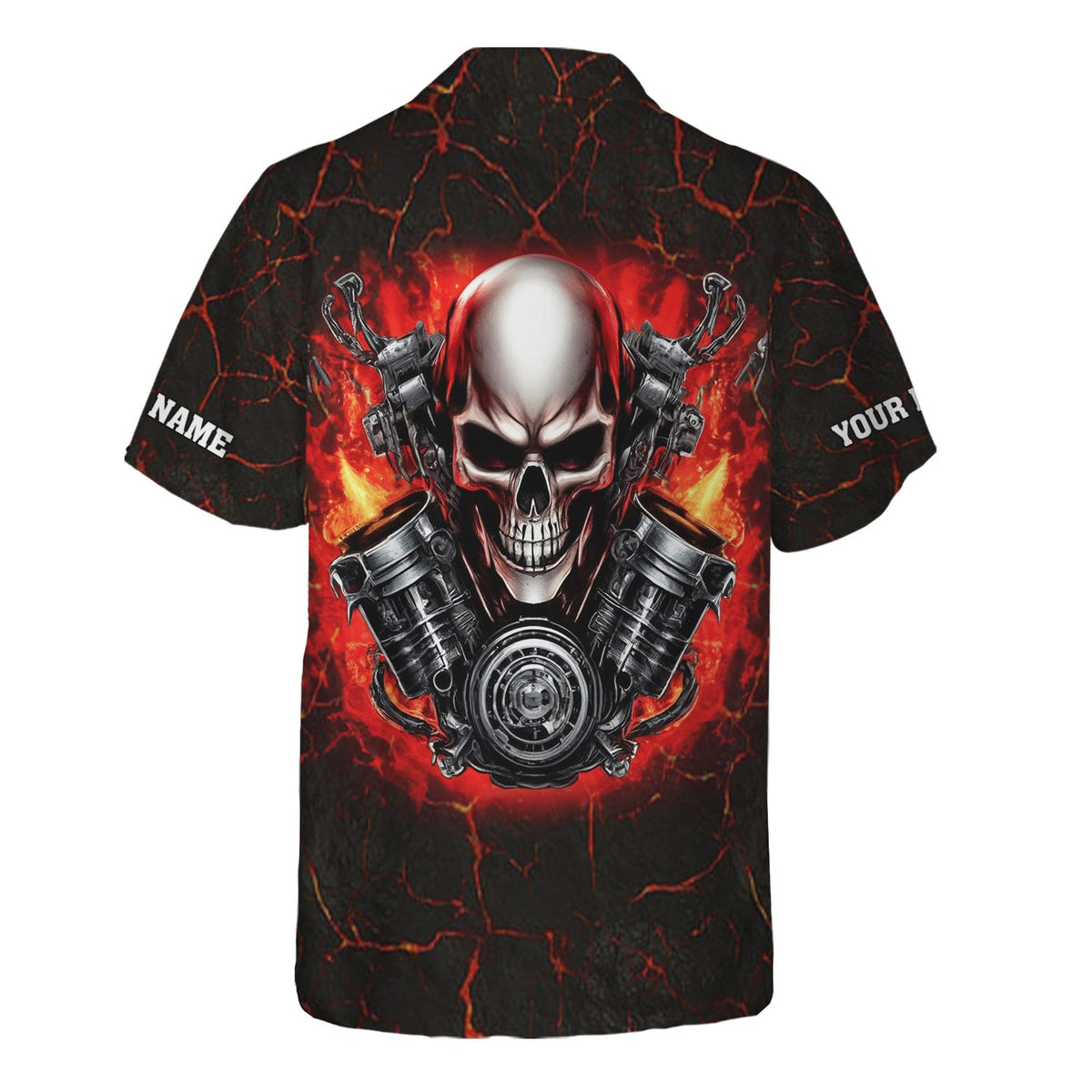 Blisscorners Custom Name Skull Mechanic Shirt Flame Style Printed Jacket Hoodie All Over Print