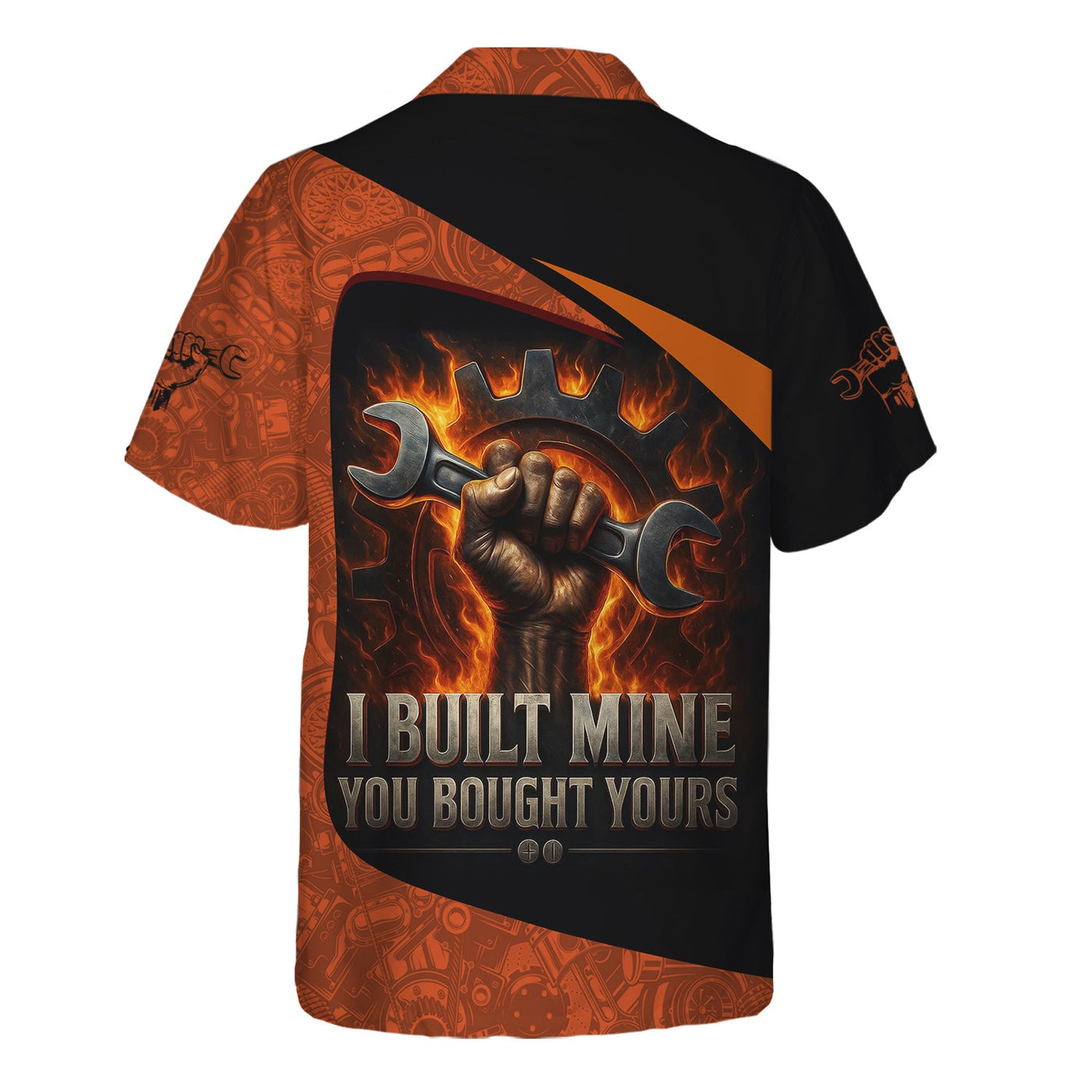 Blisscorners Personalized Mechanic Shirt, I Built Mine You Bought Yours, Flame Design, Gift For Men