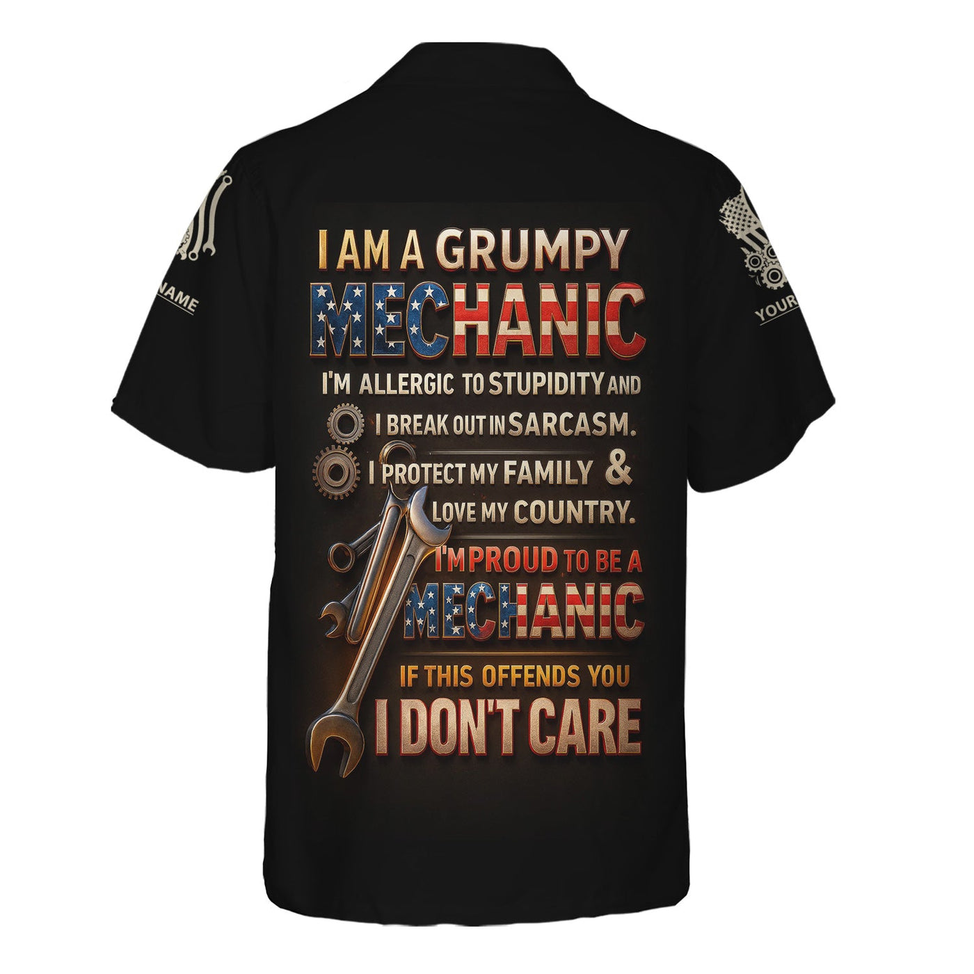Blisscorners Personalized T-Shirt I'm Proud To Be A Mechanic Love Family And Country USA Flag Design Shirt For Mechanics