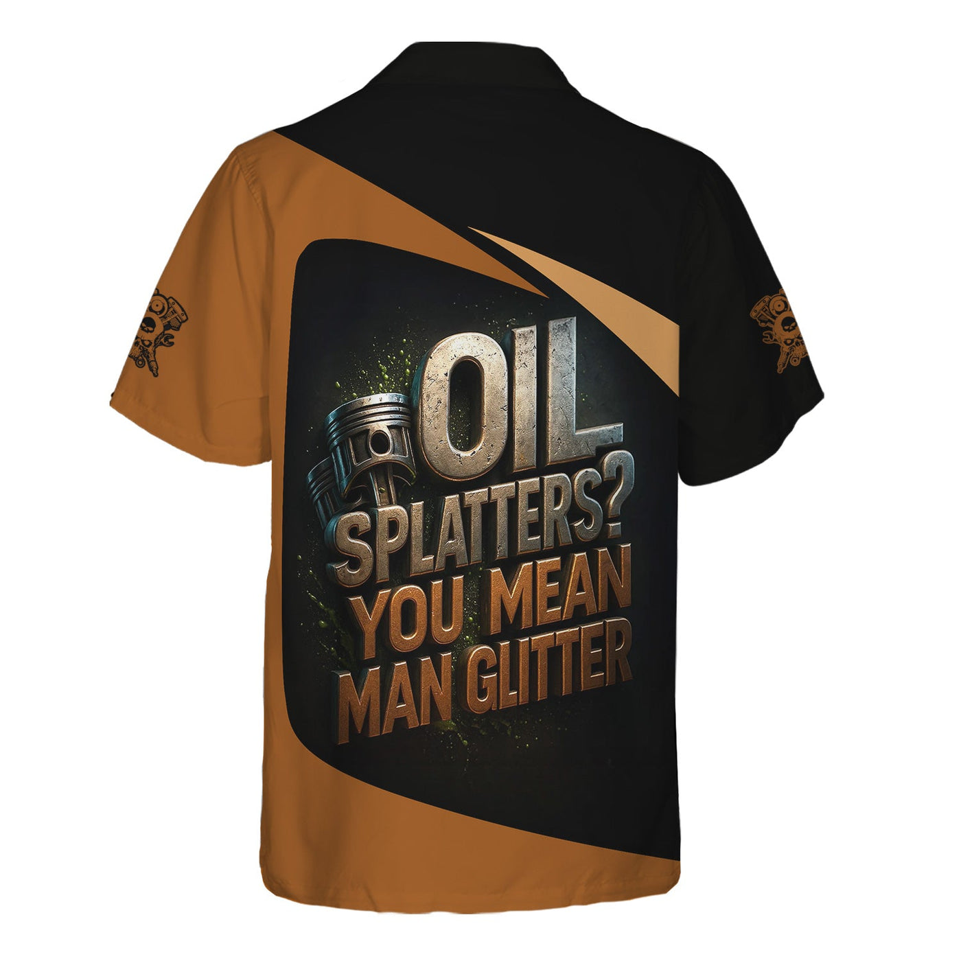 Blisscorners Personalized Mechanic Shirt, Oil Splatters You Mean Man Glitter, Skull Mechanic Design, Gift For Men