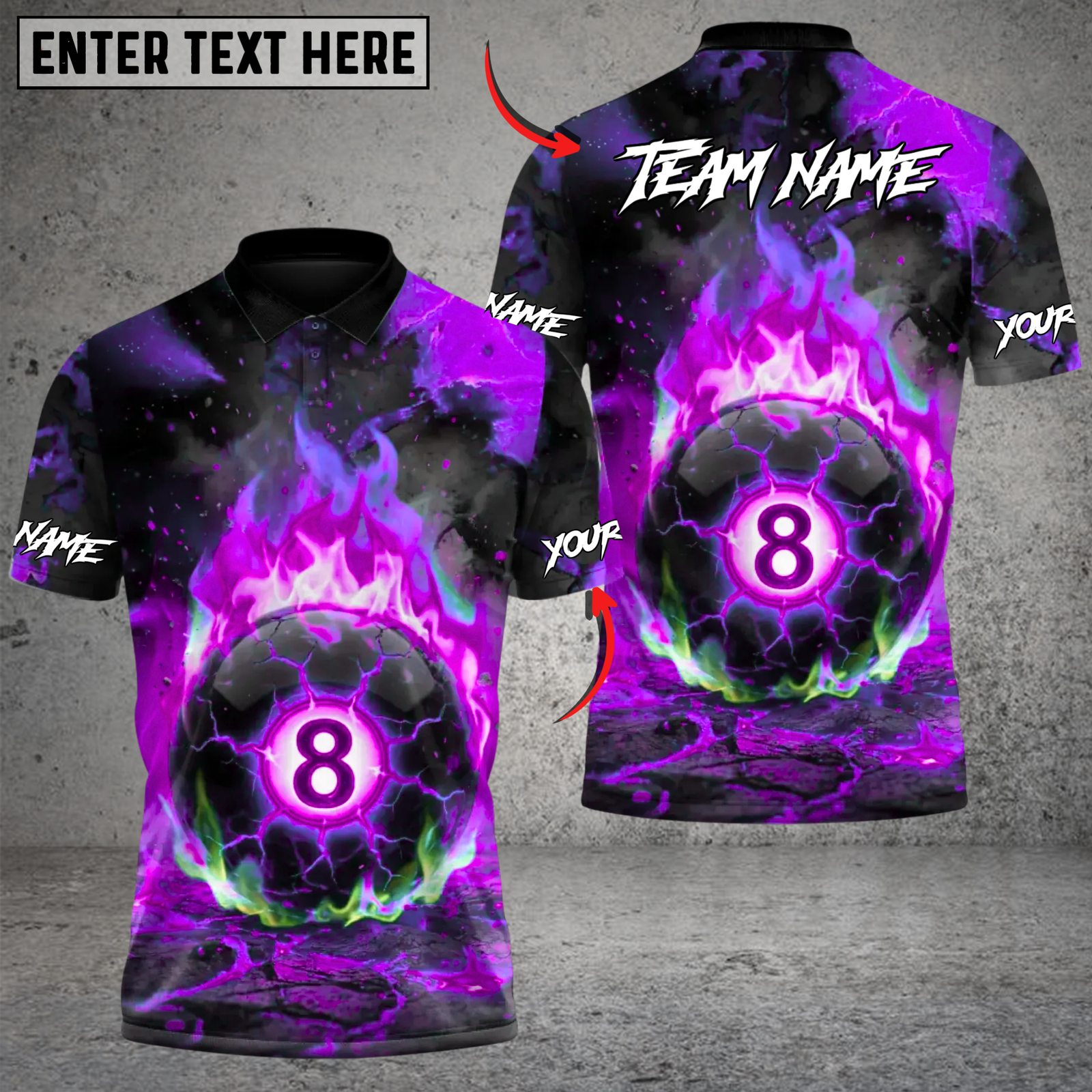 Blisscorners Billiards Hellfire 8 Ball Multicolor Customized Name, Team Name 3D Shirt