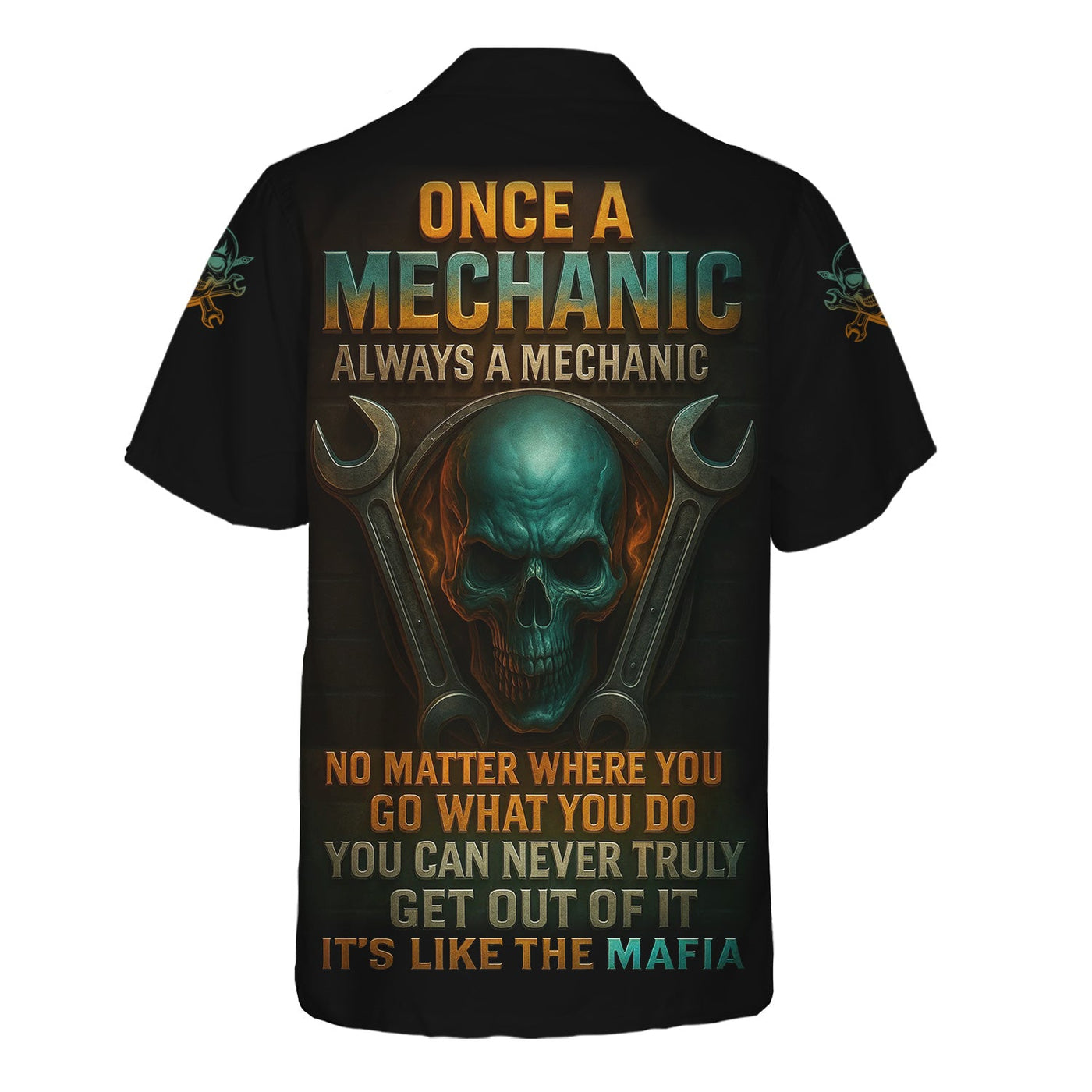 Blisscorners Personalized Mechanic Shirt, Once A Mechanic Always A Mechanic, Skull and Wrench Design, Gift For Men