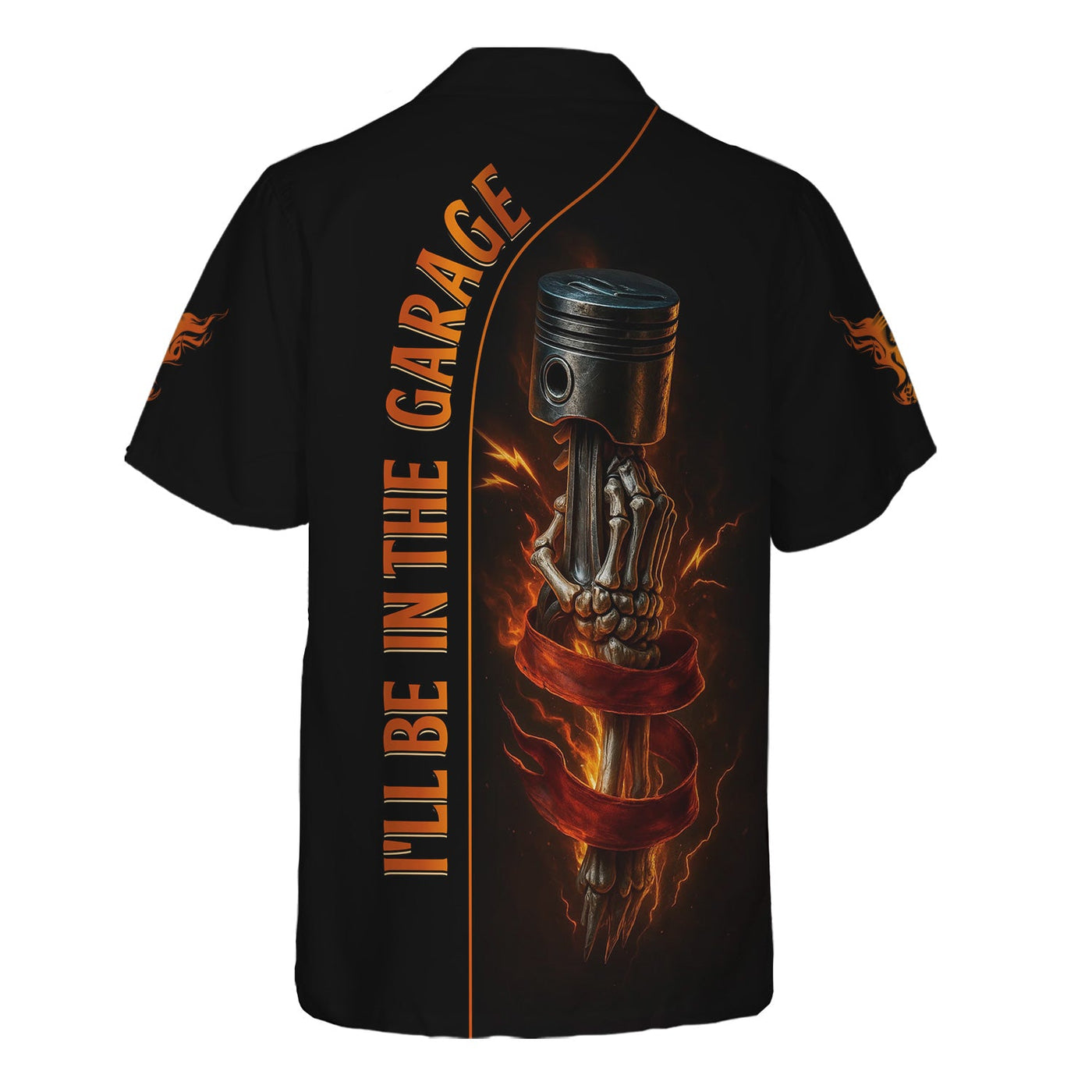 Blisscorners Personalized Mechanic Shirt, I'll Be In The Garage, Skull Hand Holding Piston Design, Gift For Men