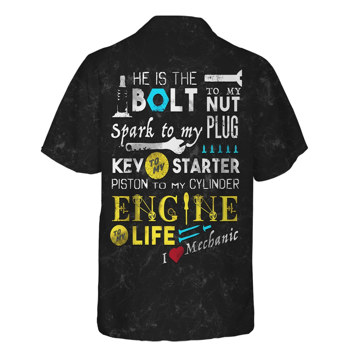 Blisscorners I Love Mechanic Shirt, He Is The Bolt To My Nut Spark To My Plug Black Hoodie Jacket
