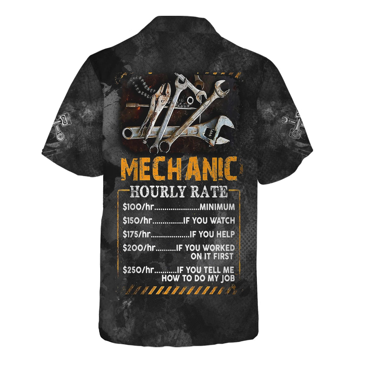 Blisscorners Personalized Mechanic T Shirt Custom Name Hourly Rate Funny Auto Repair Garage Workwear Tee Car Repair Wrench Shirt Gift For Men Dad