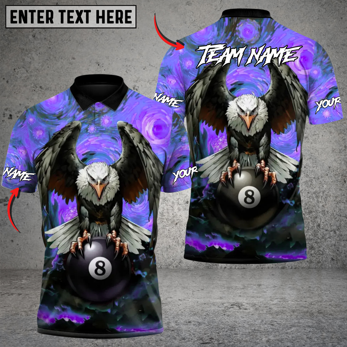 Blisscorners Eagle of the Final Frame 8 Ball Billiards Multicolor Customized Name, Team Name 3D Shirts