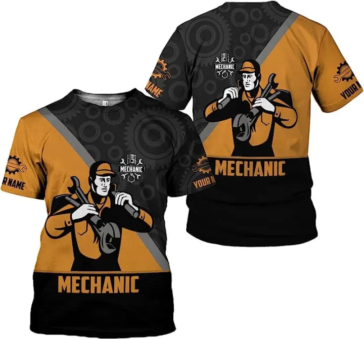 Blisscorners Custom Mechanic Shirt, T-Shirt for Repair Workers, Gear and Tool Design, Perfect Gift for Mechanics