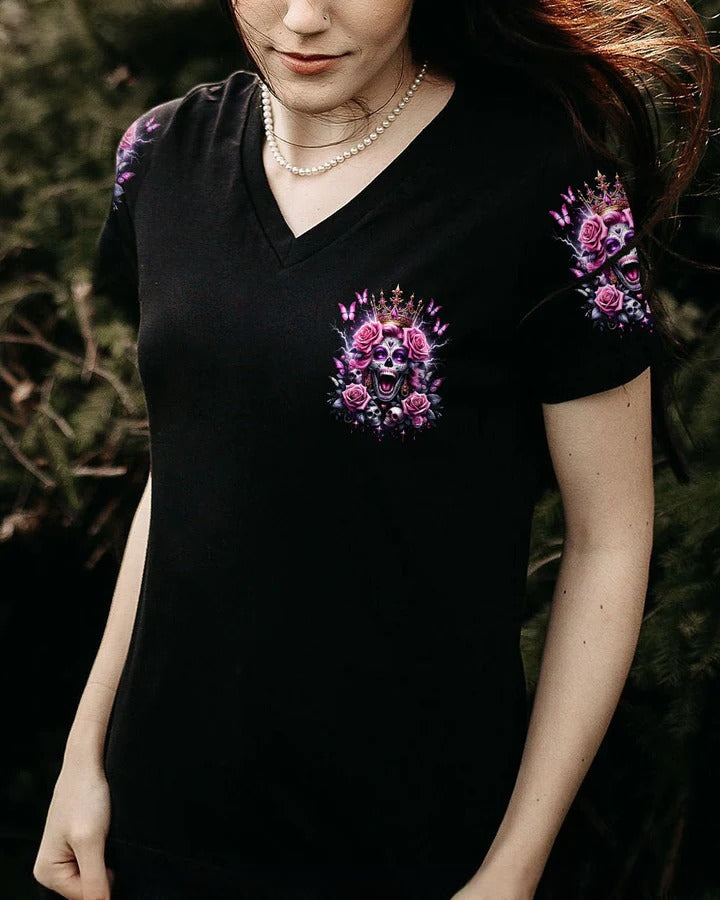 BLISSCORNERS QUEEN SKULL ROSE COUPLE ALL OVER PRINT