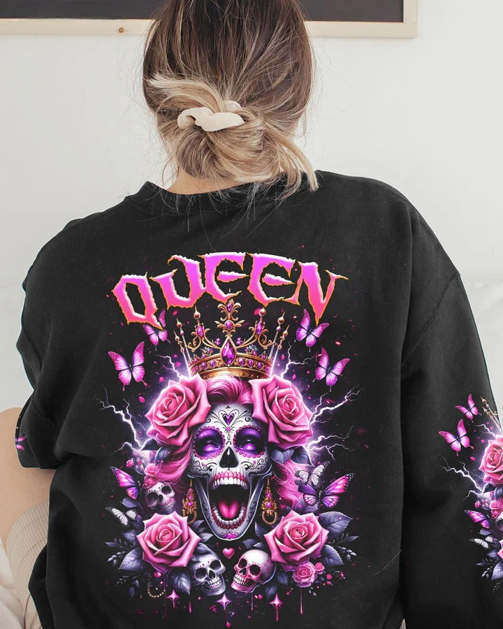 BLISSCORNERS QUEEN SKULL ROSE COUPLE ALL OVER PRINT