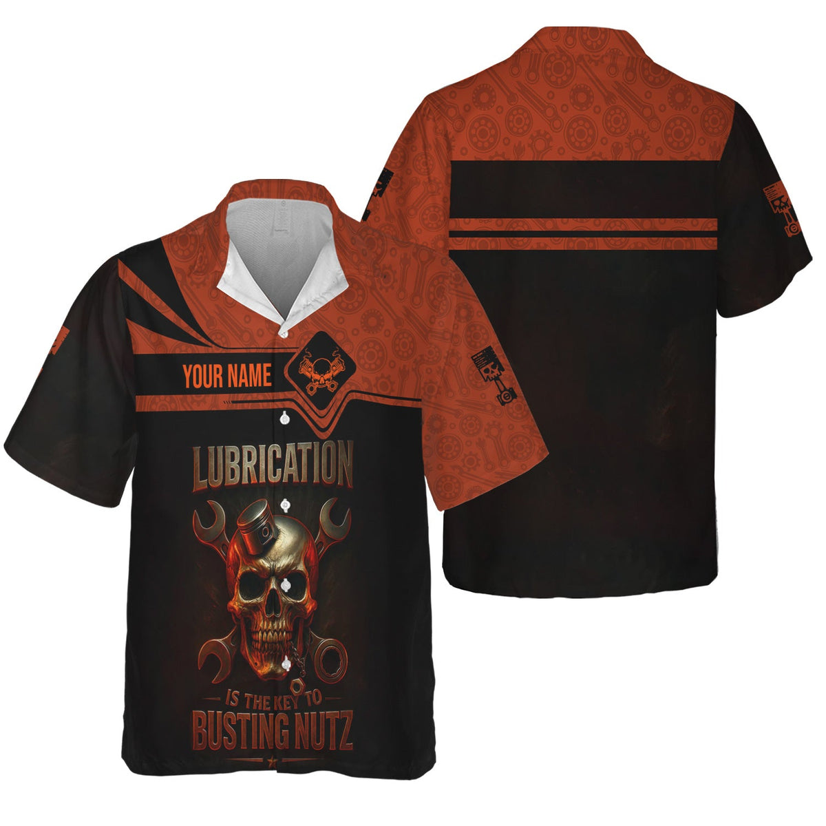 Blisscorners Personalized Mechanic Shirt, Lubrication Is The Key To Busting Nutz, Skull and Wrenches Design, Gift For Men
