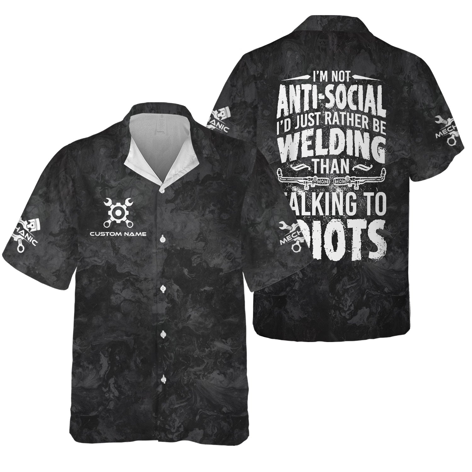 Blisscorners Custom Name Mechanic Shirt I'm Not Anti Social I'd Just Rather Be Welding T Shirt