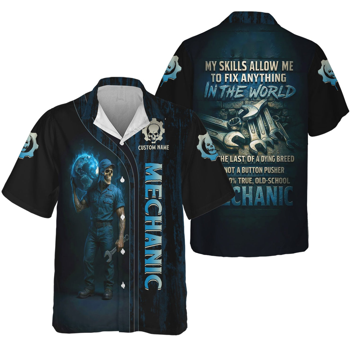 Blisscorners Personalized T-Shirt The Last Of A Dying Breed Old School Mechanic Carrying The Earth Design Shirt