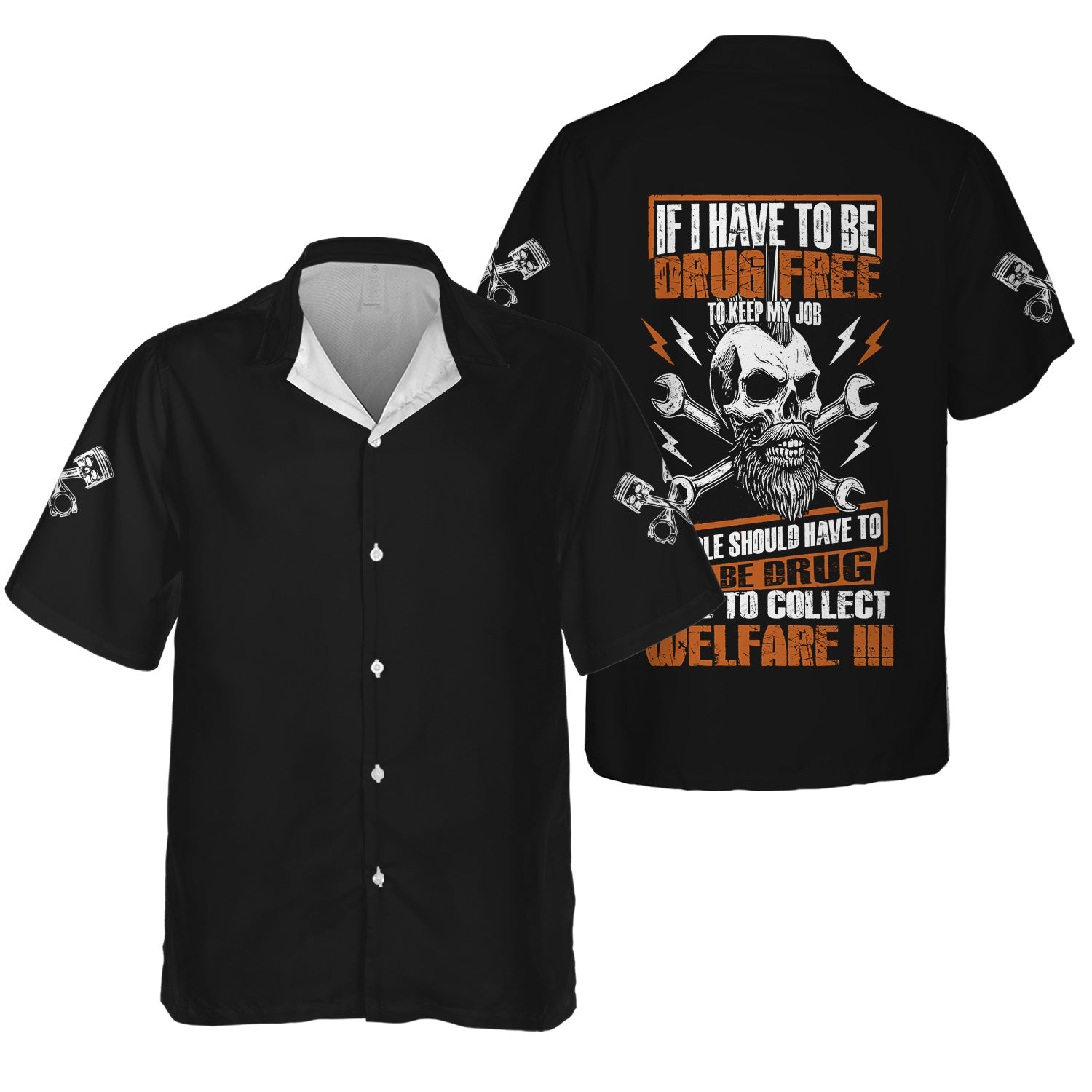 Blisscorners Funny Vintage Mechanic Shirt If I Have To Be Drug Free To Kep My Job Skull Wrench T Shirt