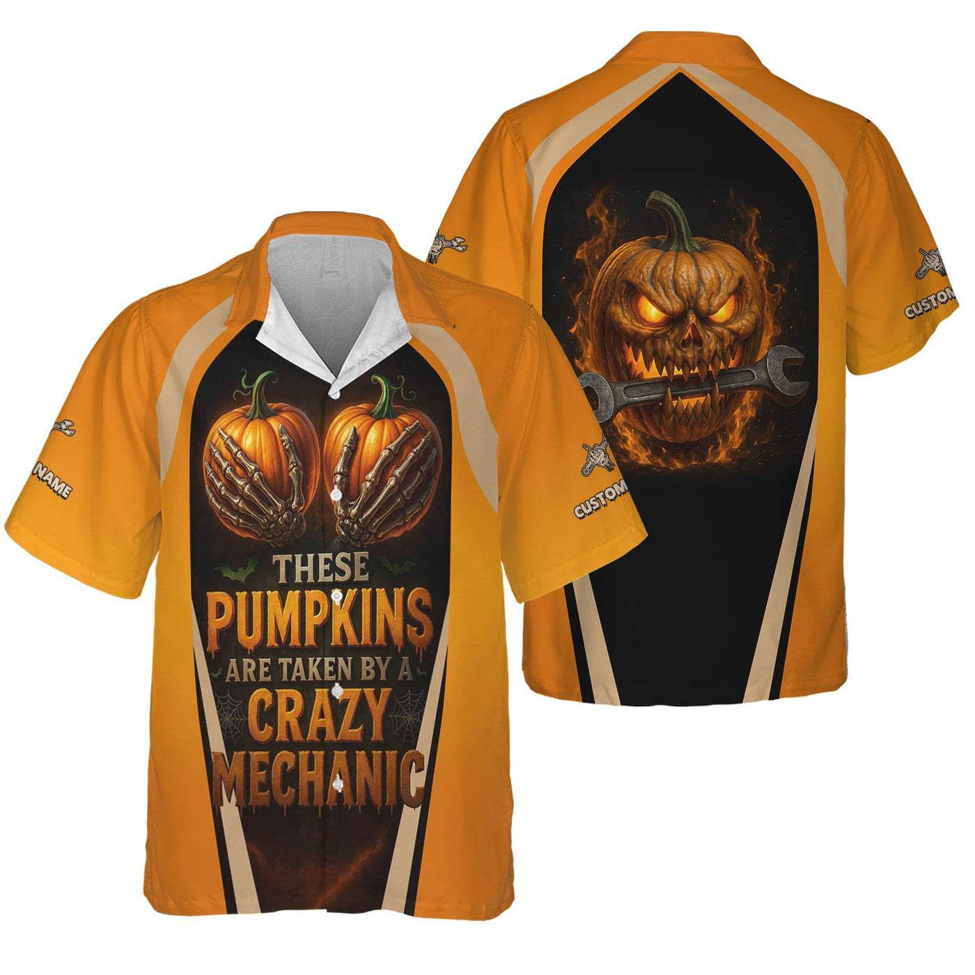 Blisscorners Personalized Mechanic Shirt, Funny Halloween Design These Pumpkins Are Taken By A Crazy Mechanic, Gift For Men