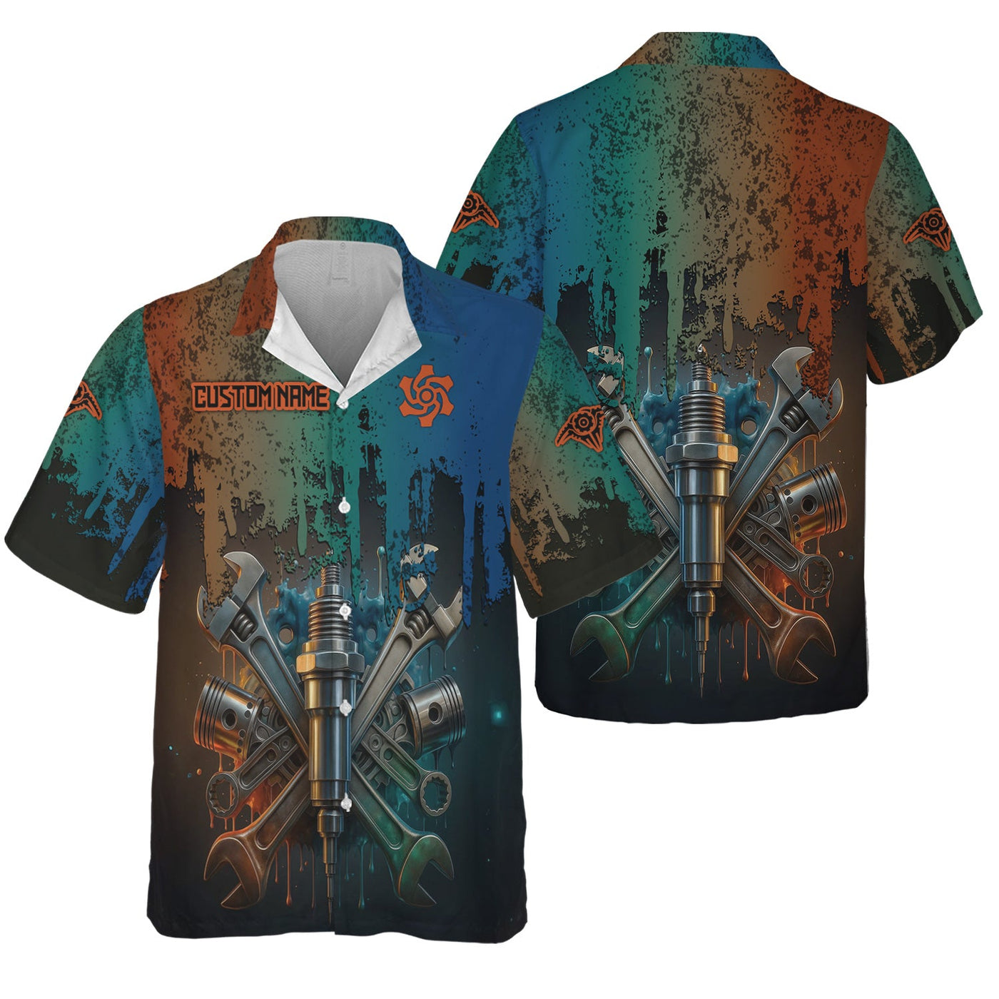 Blisscorners Personalized Mechanic Shirt, Colorful Wrenches Piston and Spark Plug Design, Gift For Men