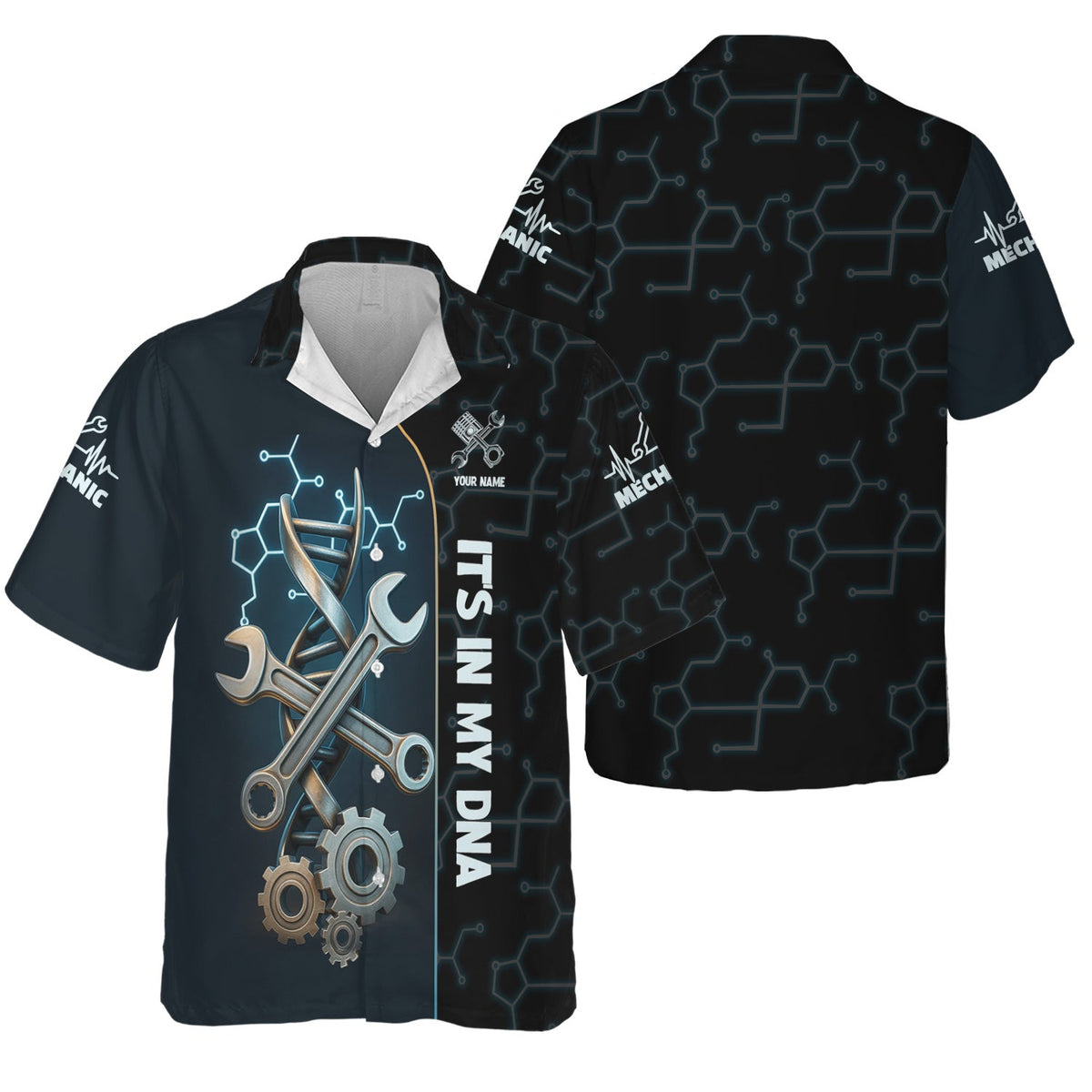 Blisscorners Personalized It’s In My DNA Mechanic Shirt, Wrench DNA Design, Perfect Gift For Auto Technicians, Apparel Mechanic Shirt
