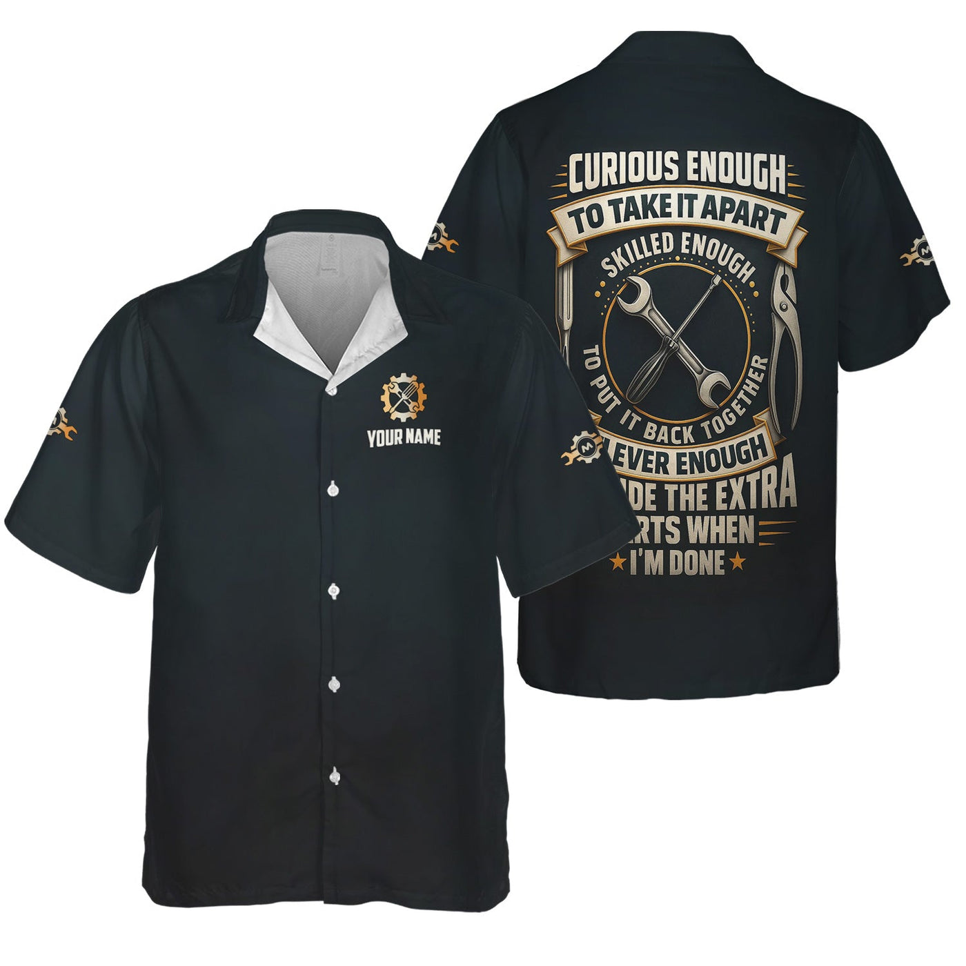 Blisscorners Personalized Mechanic Shirt, Clever Enough To Hide The Extra Parts When I'm Done, Funny Quote Design, Gift For Men