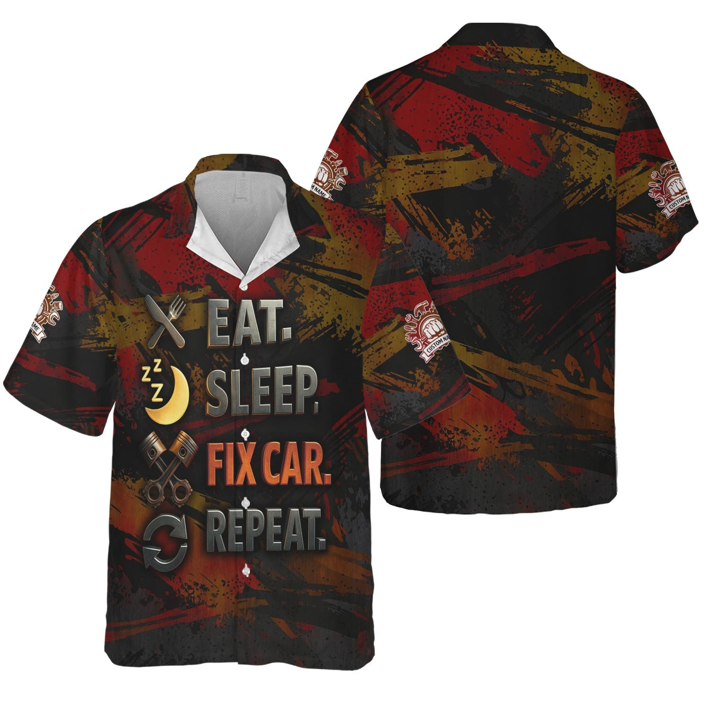 Blisscorners Personalized Mechanic Shirt, Eat Sleep Fix Car Repeat, Funny Quote Design, Gift For Men