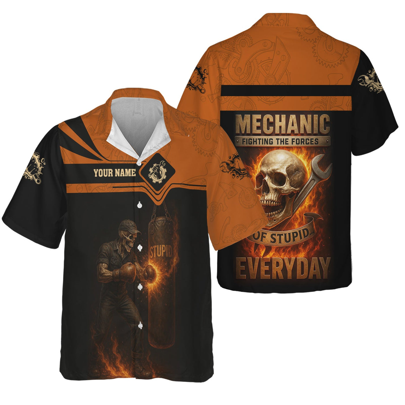 Blisscorners Personalized T-Shirt Mechanic Fighting The Forces Of Stupid Everyday Boxing Funny Design Shirt For Mechanics