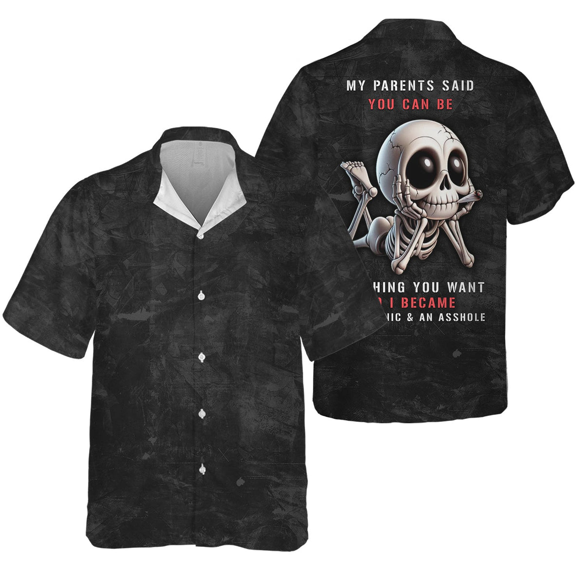 Blisscorners Funny Skeleton Mechanic Shirt, My Parents Said I Can Be Anything Unique Humor Apparel for Mechanics and Rebels, Funny Gift for Men