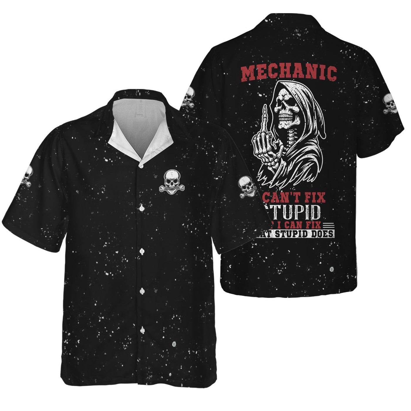 Blisscorners Mechanic Skeleton Shirt, Funny Fix Stupid Graphic Tee, Unique Gift for Mechanics, Skull and Bones Design, Humor Apparel for Auto Repair