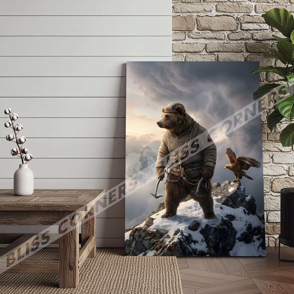 Blisscorners Mountain Climber Bear Adventure Eagle Canvas
