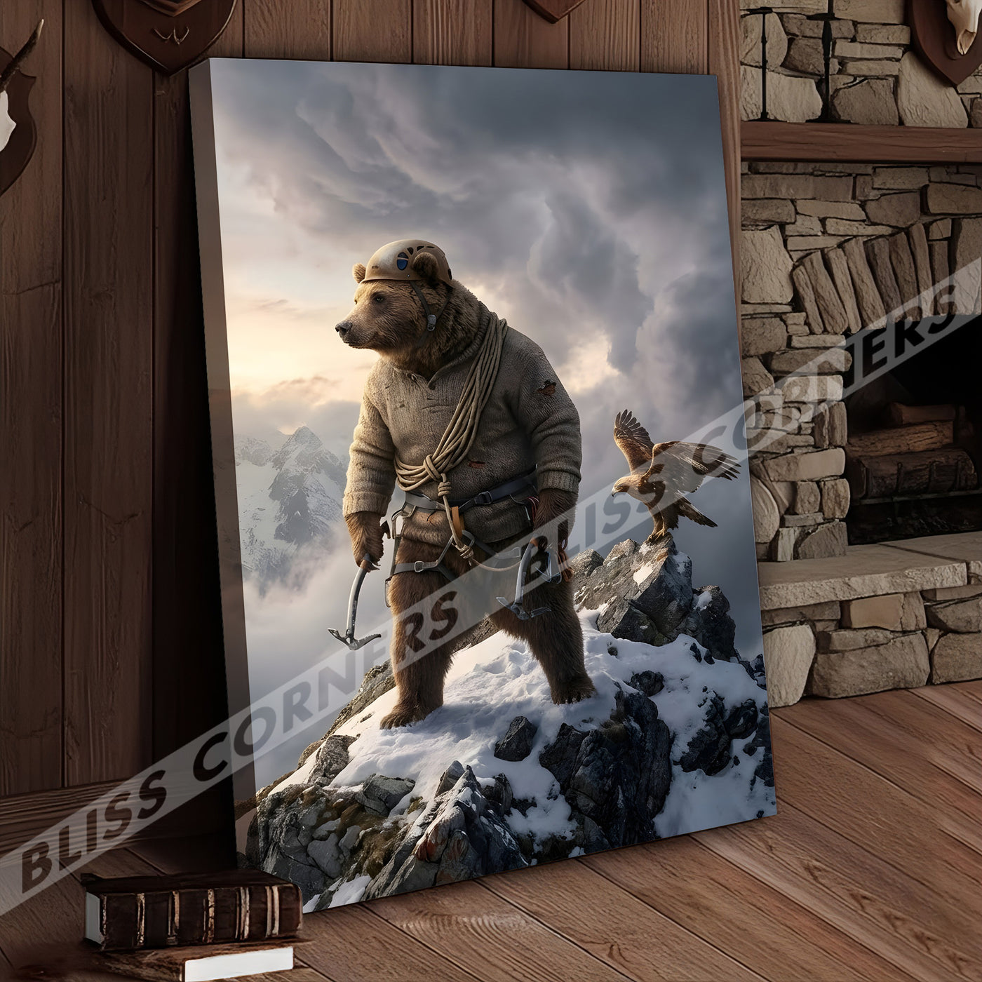 Blisscorners Mountain Climber Bear Adventure Eagle Canvas
